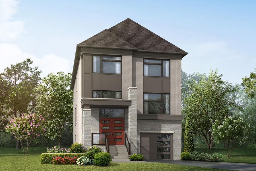  Elevation Front with garage, window and exterior stone