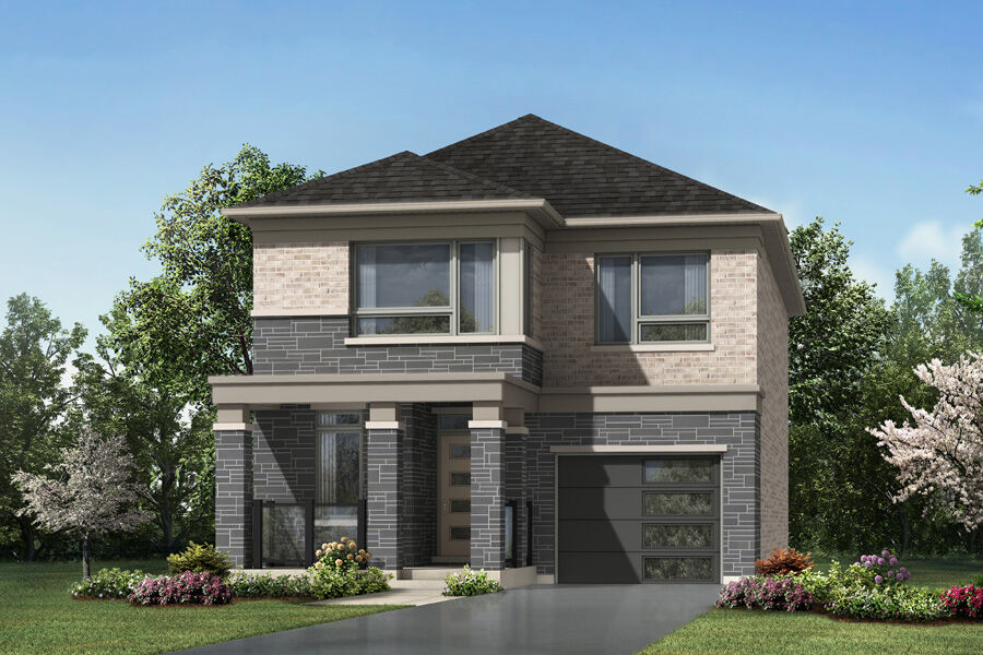  Elevation Front with window, garage and door