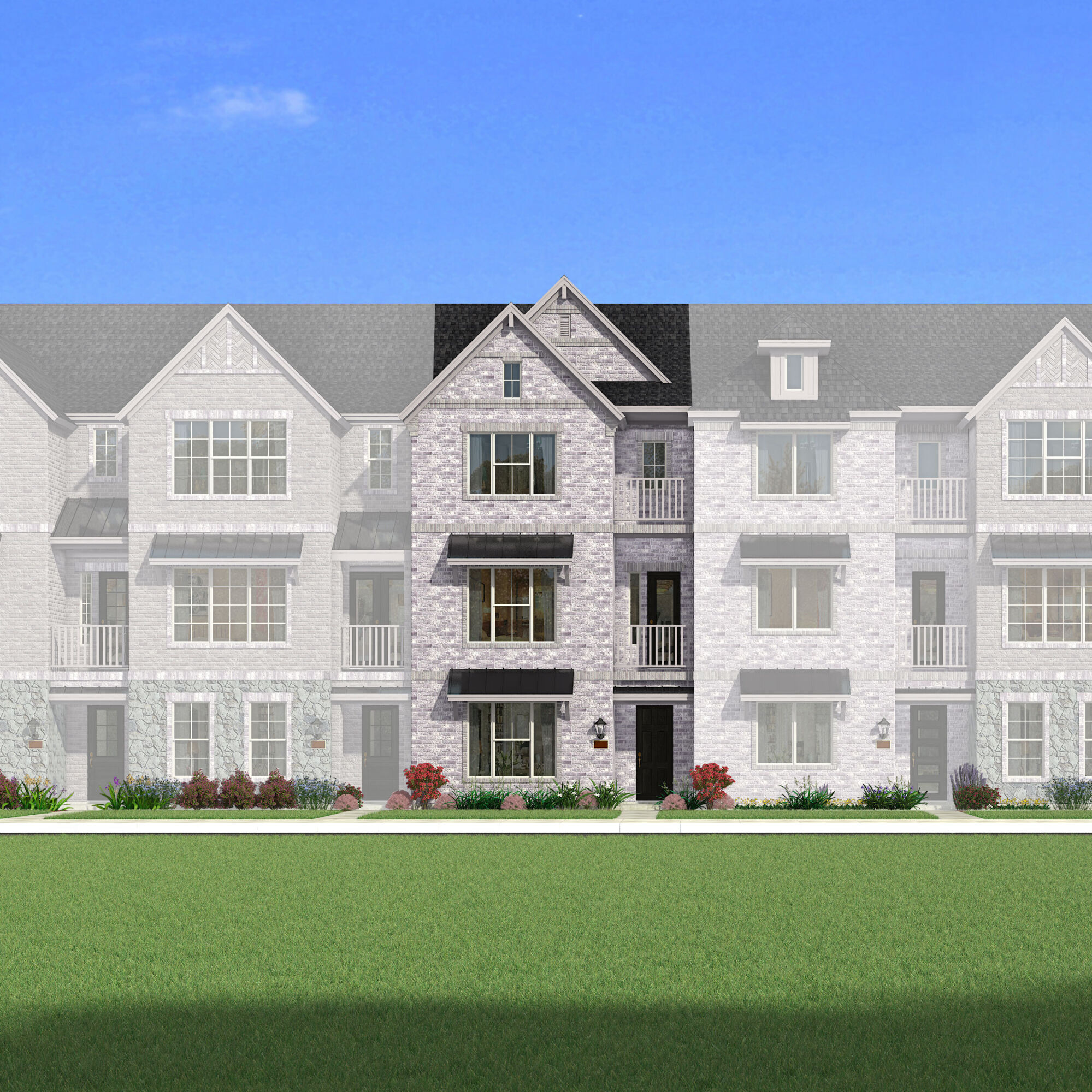 Town Homes with window, exterior stone and exterior brick
