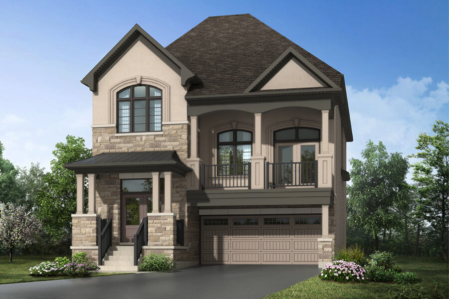  Elevation Front with window, door and garage