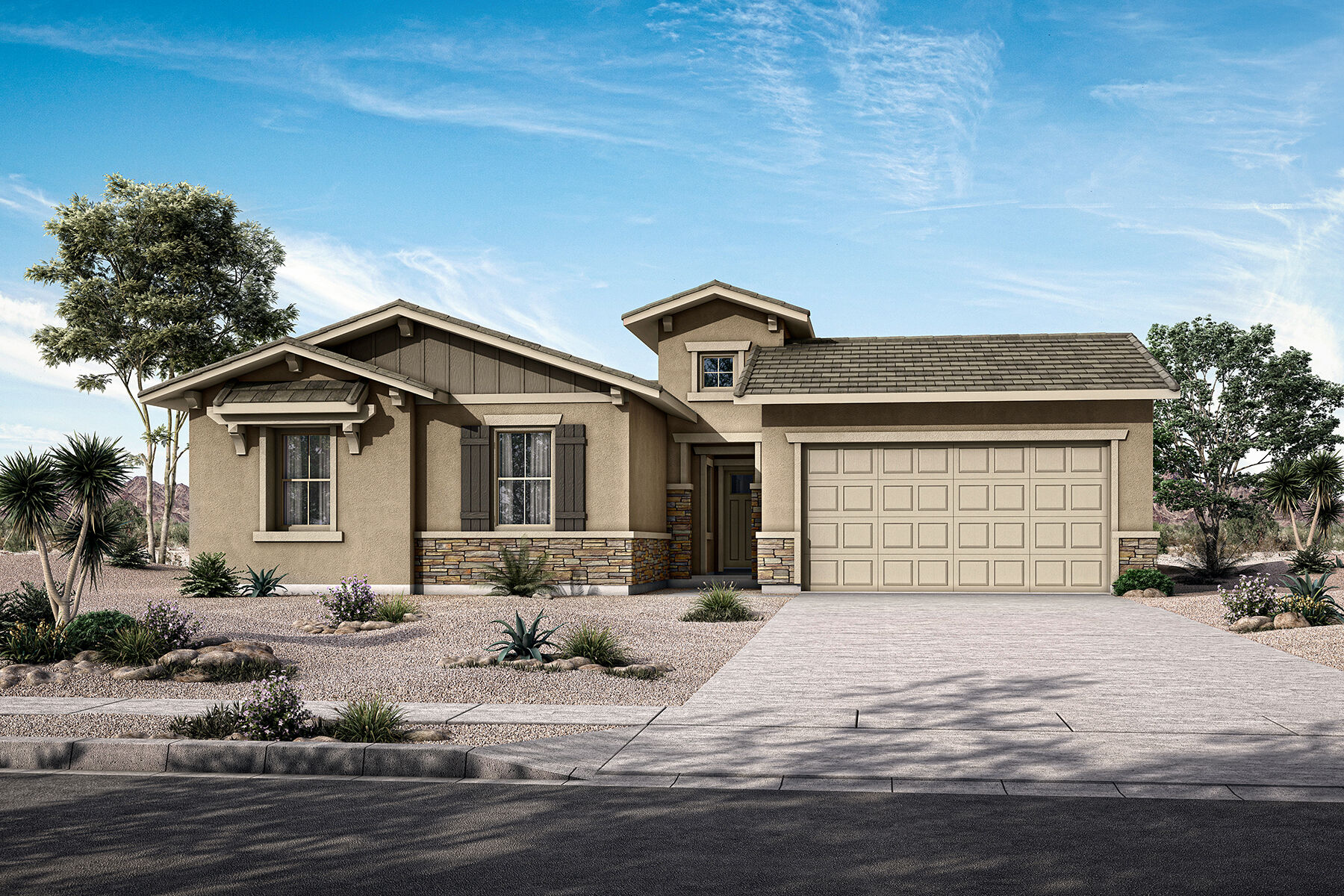 rendering territorial ranch elevation