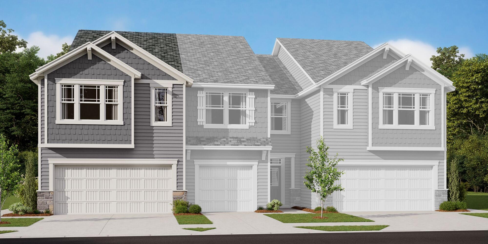 Townhomes with clapboard siding