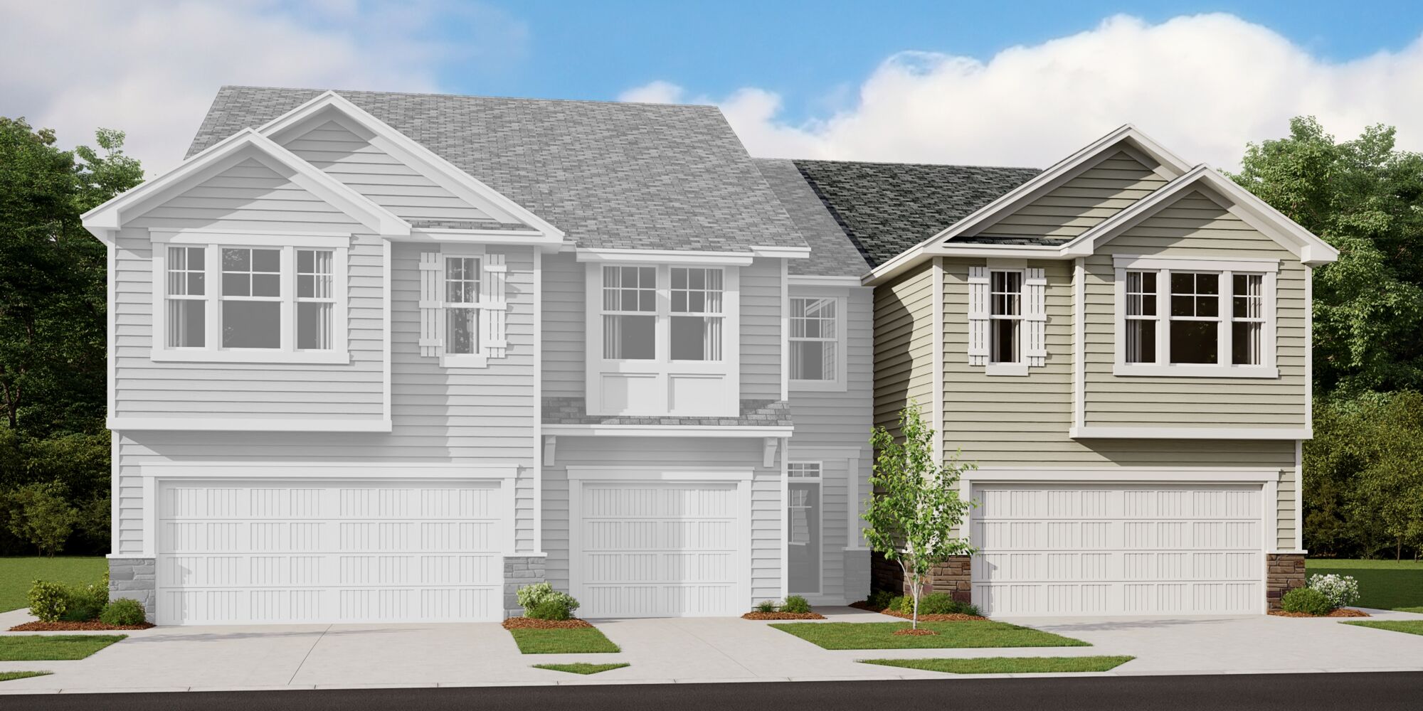 Townhomes with clapboard siding