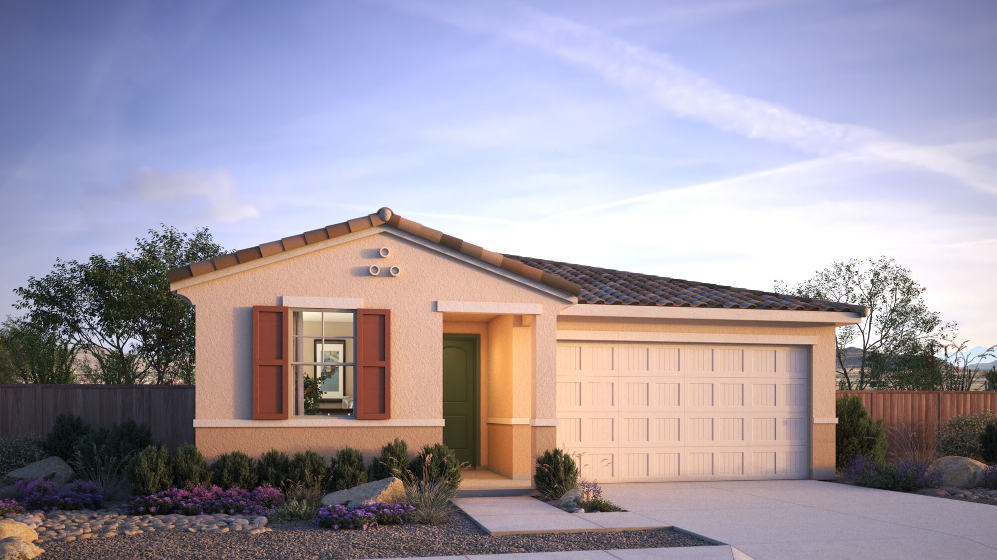  Elevation Front with window, garage and door