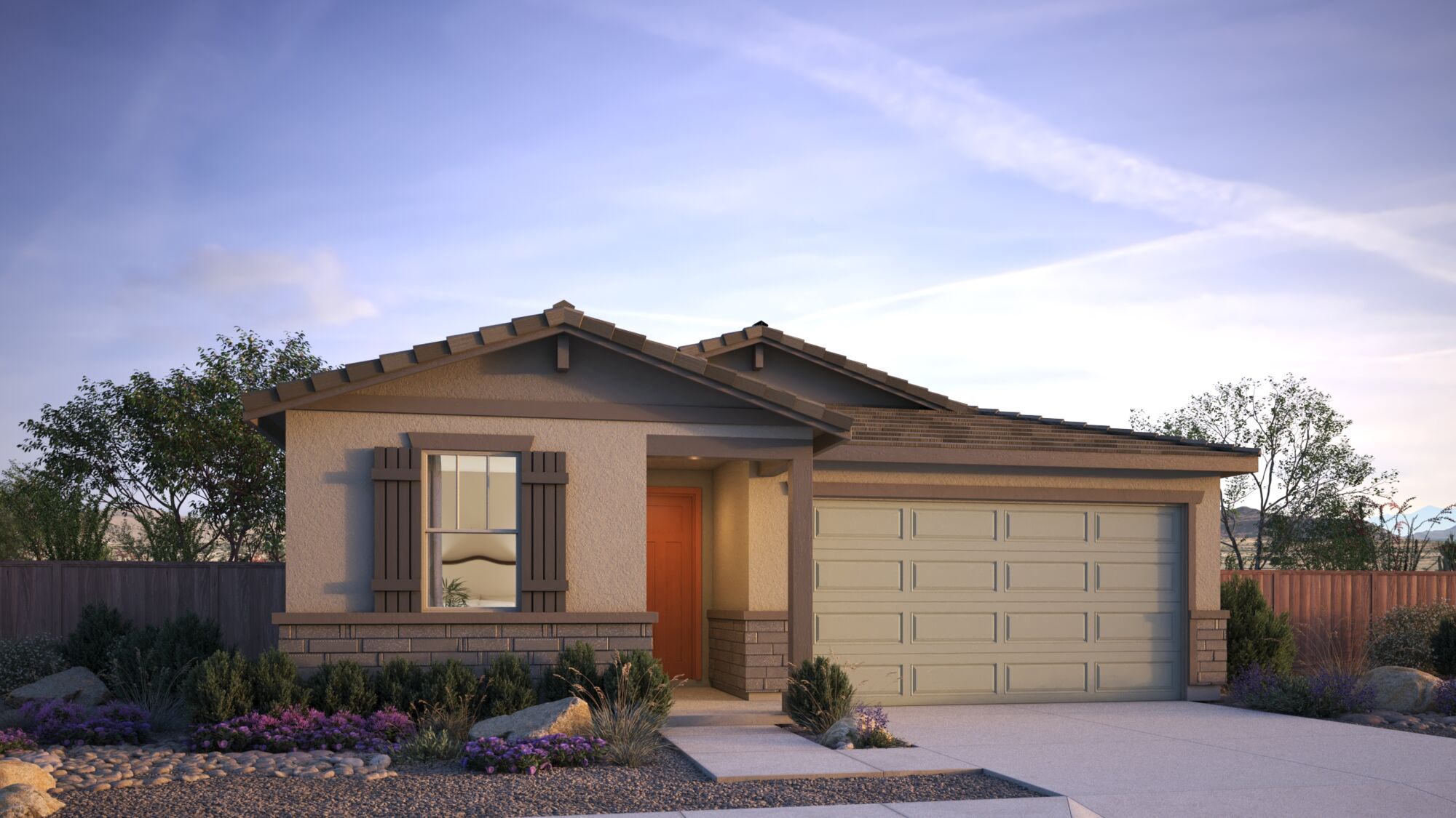  Elevation Front with window, garage and door