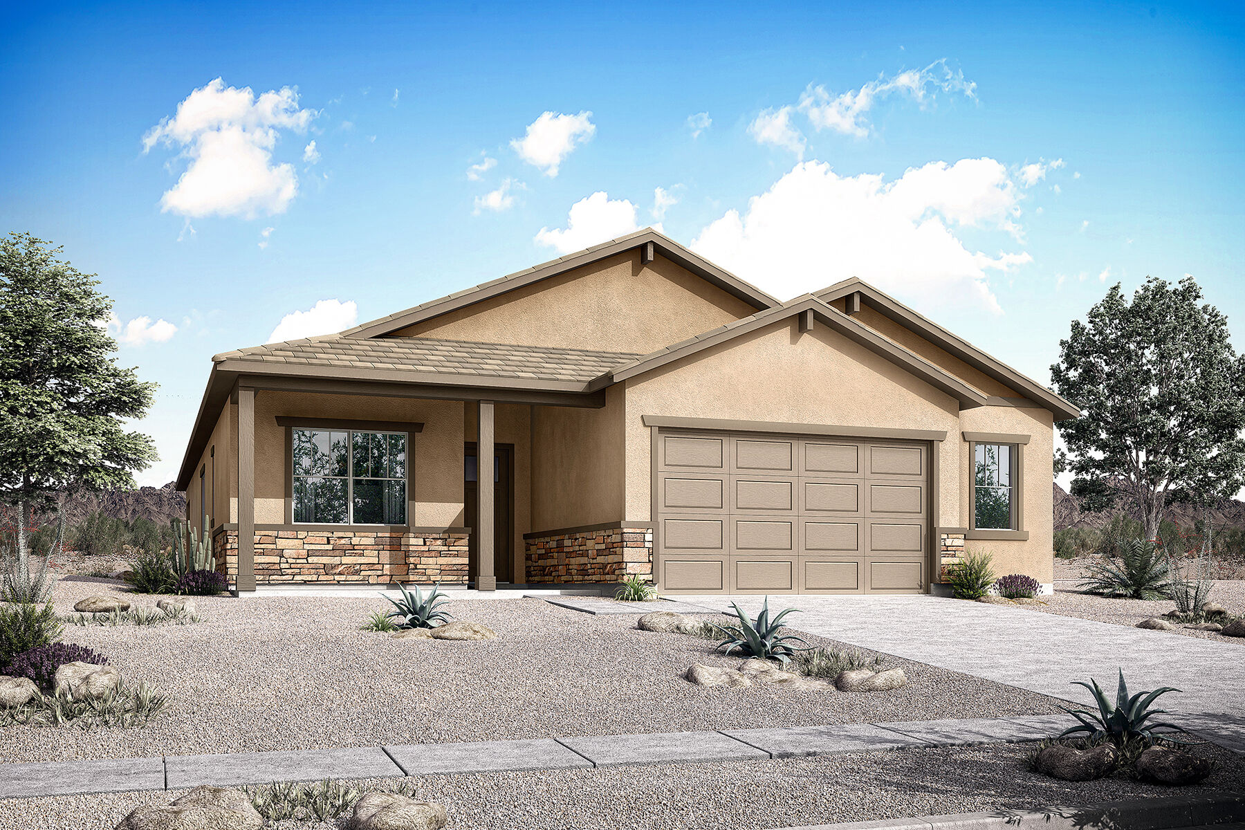  Elevation Front with garage, window and exterior stone