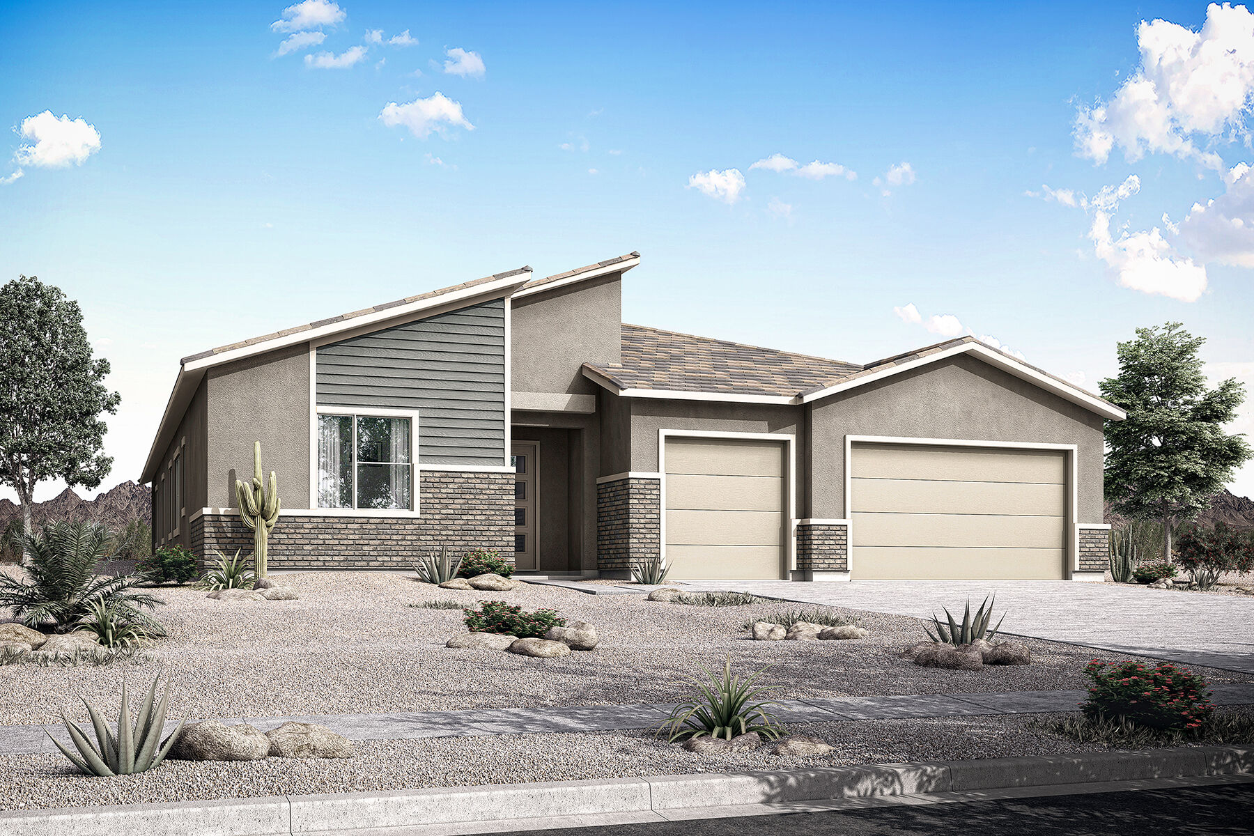  Elevation Front with window, garage and door