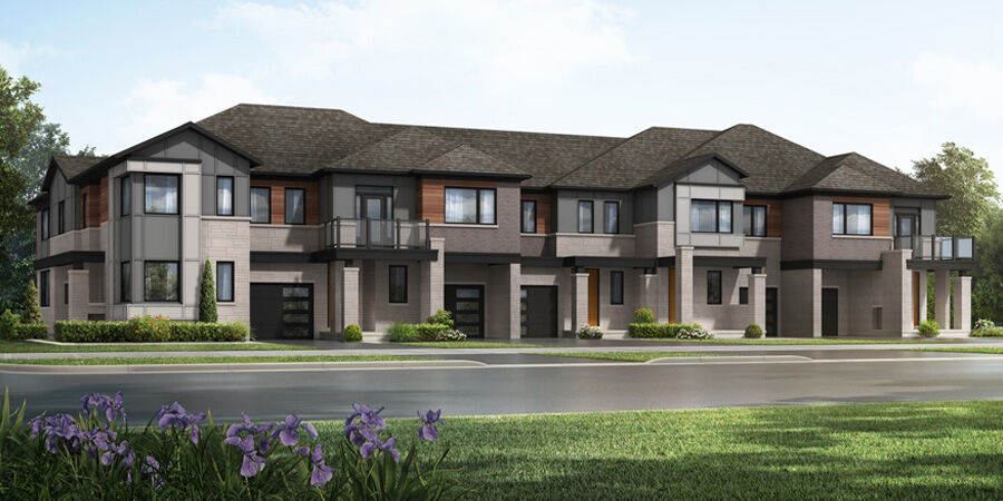  Town Homes with door, window and garage
