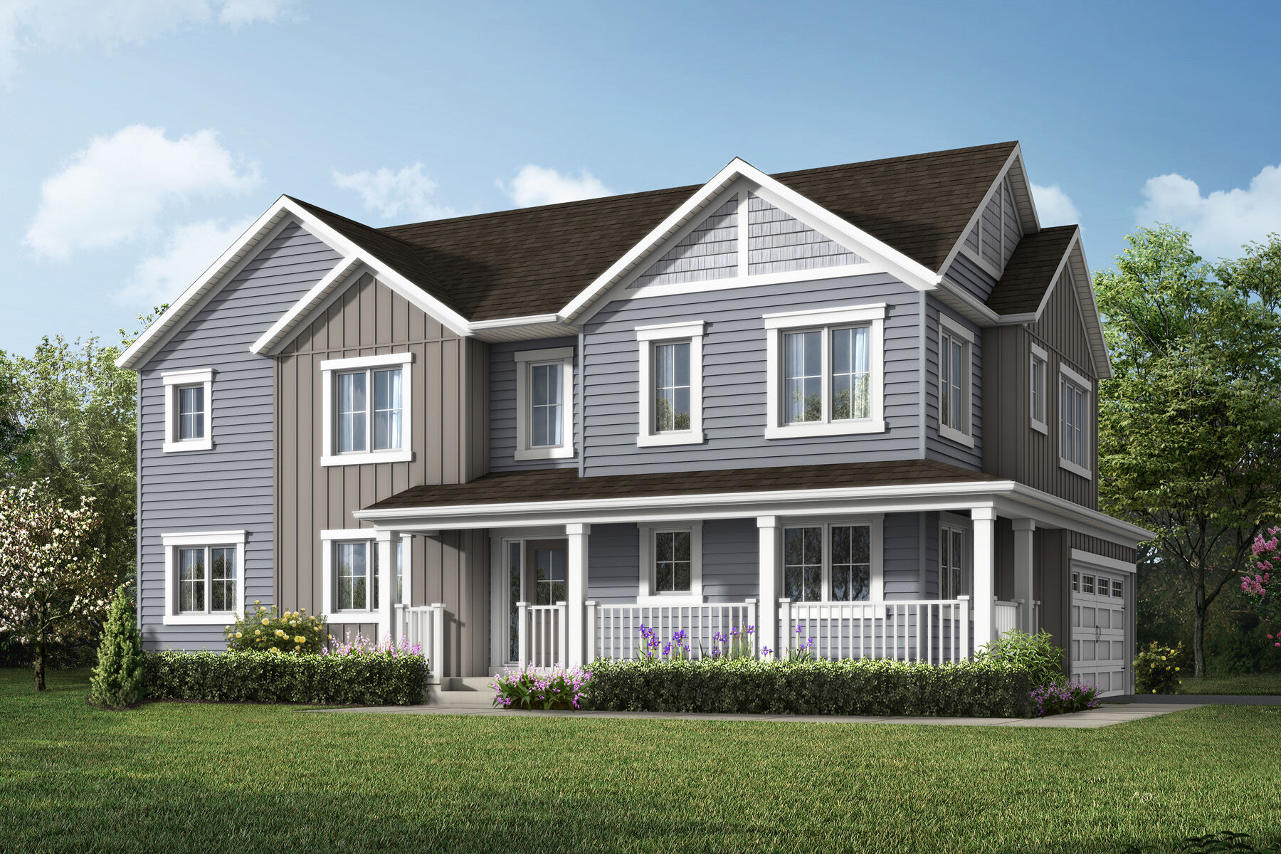  Elevation Front with window, garage and door