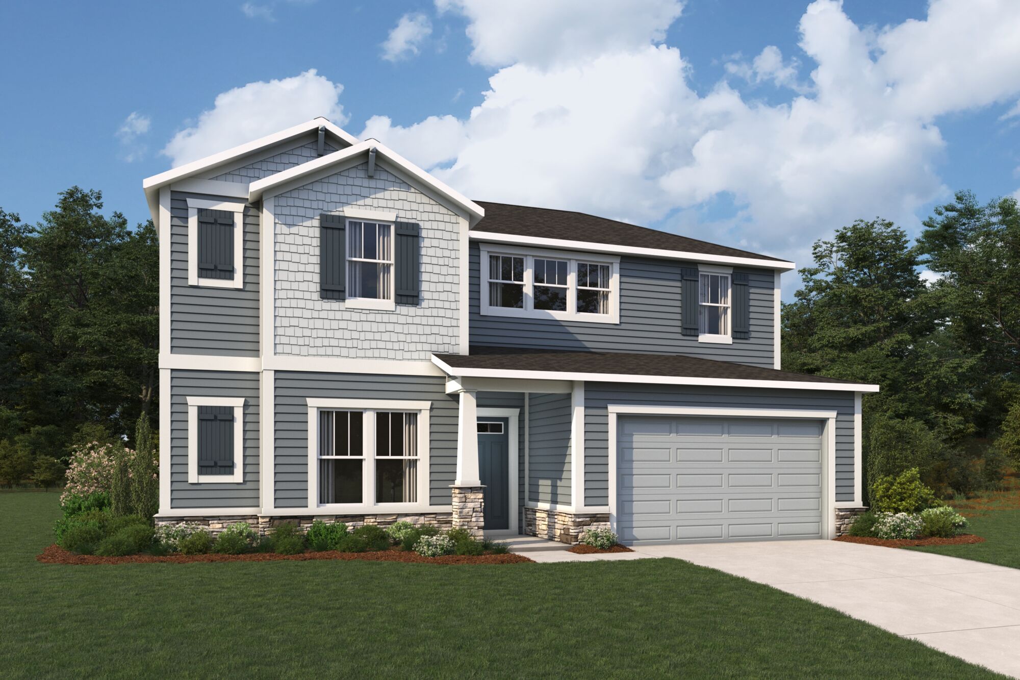  Elevation Front with window, garage and door