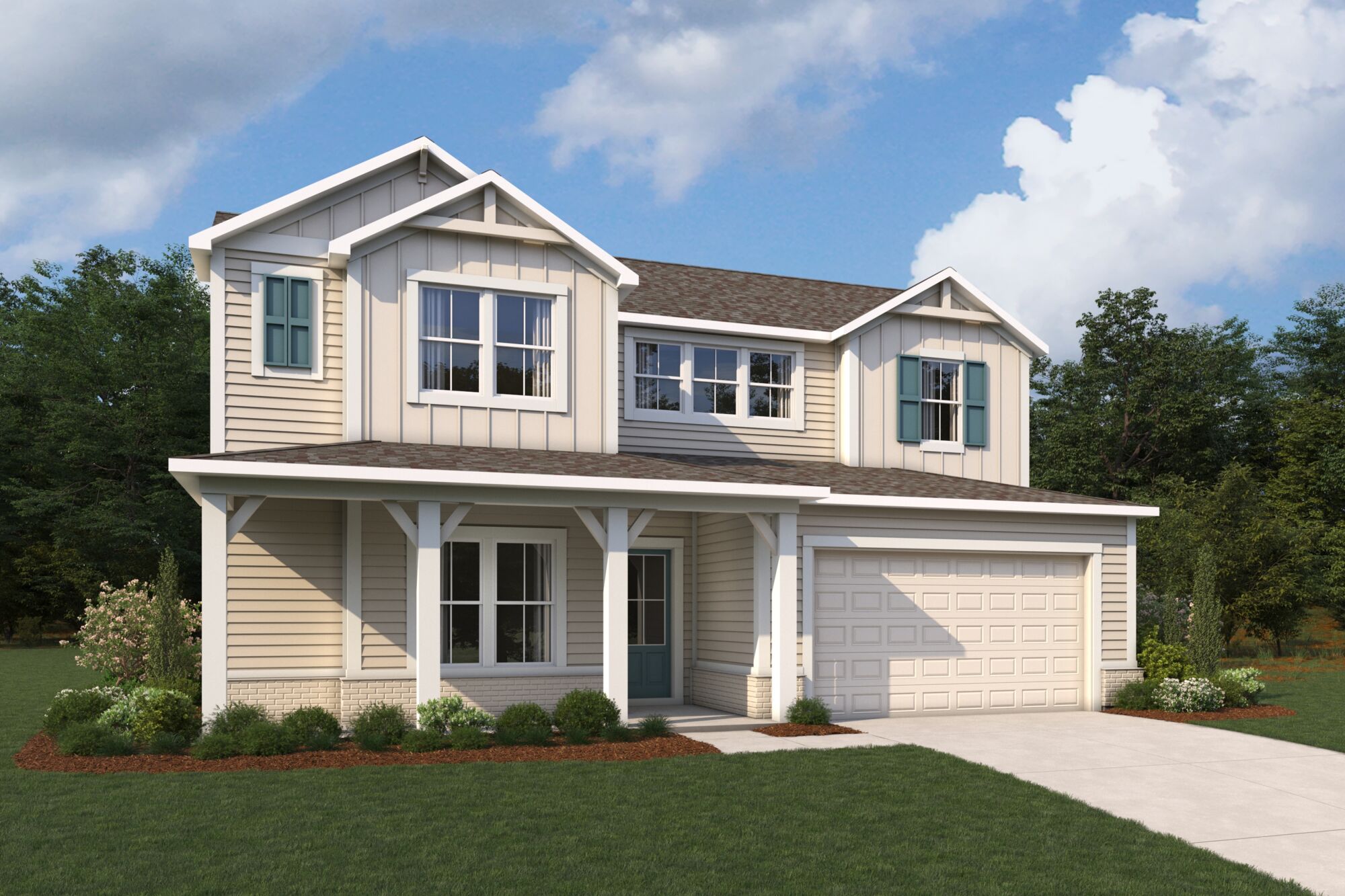  Elevation Front with window, garage and door