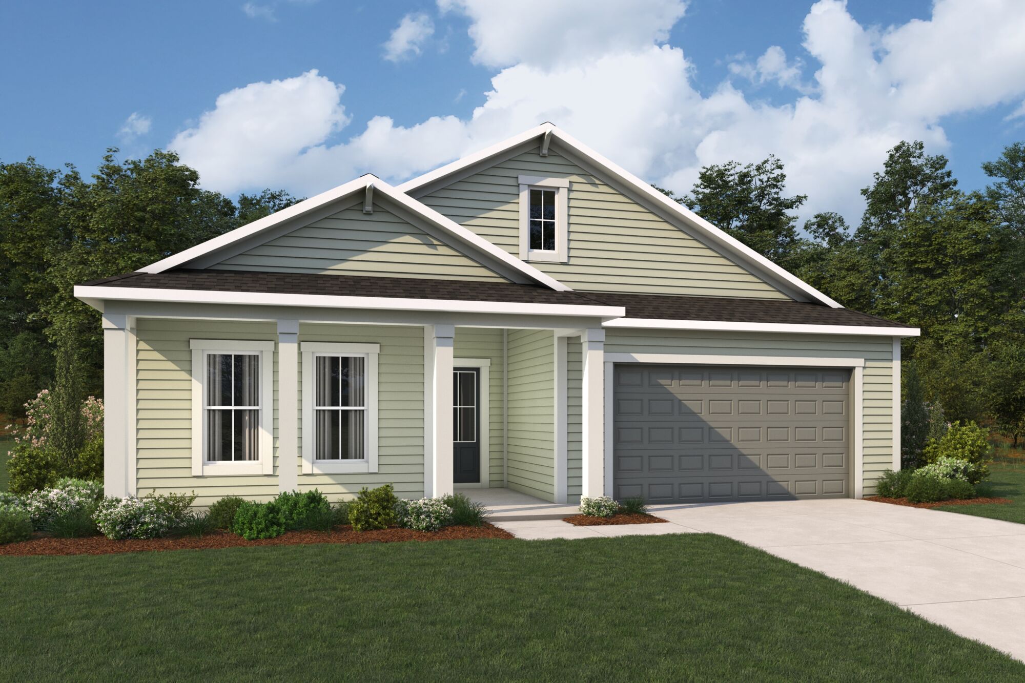  Elevation Front with garage, window and door
