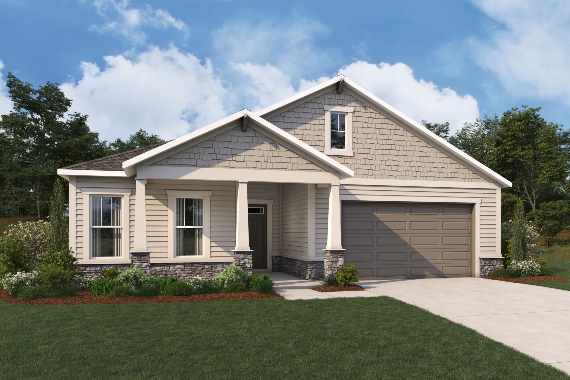  Elevation Front with garage, window and door