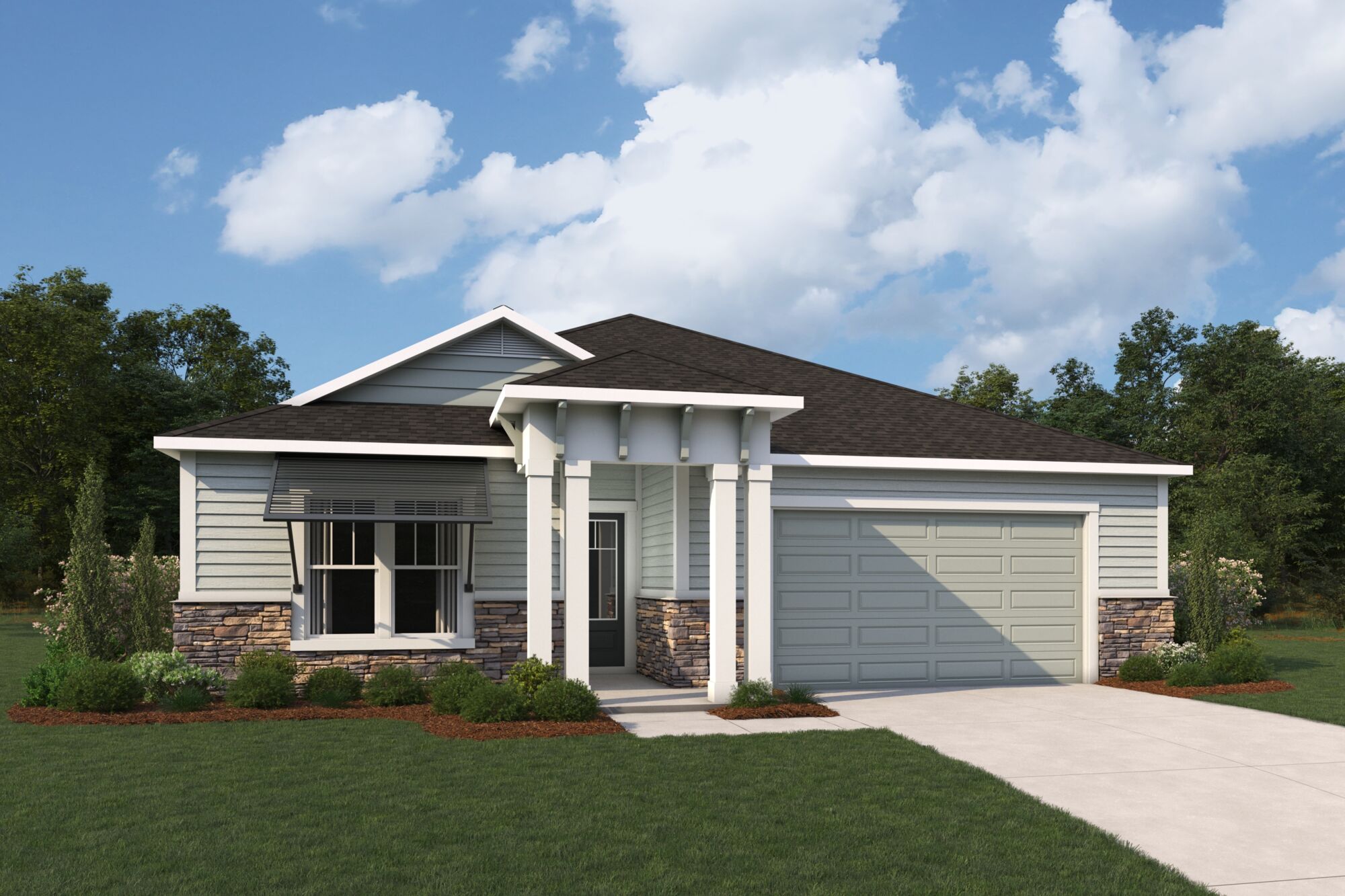 Elevation Front with garage and window