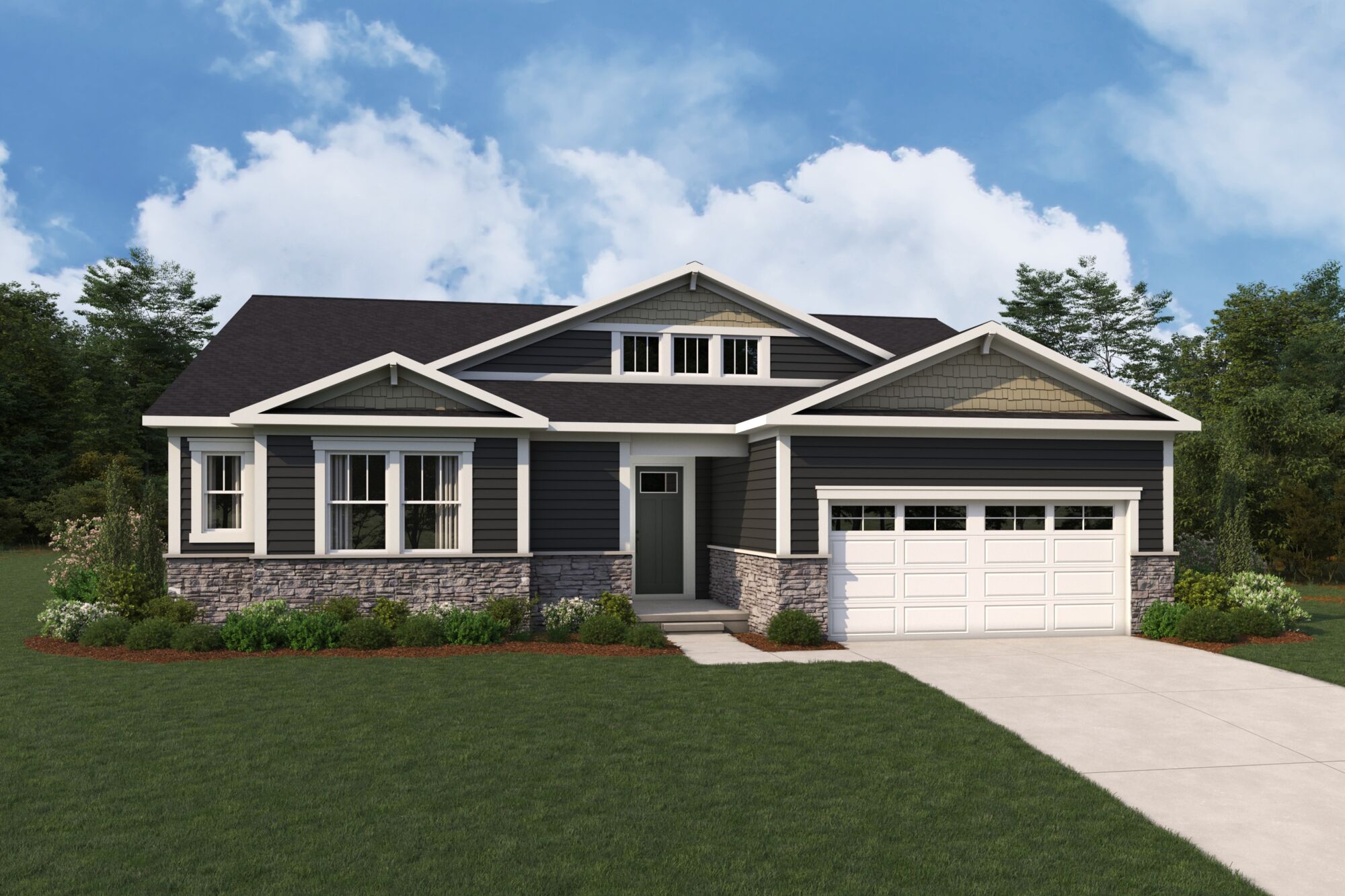  Elevation Front with garage, window and door