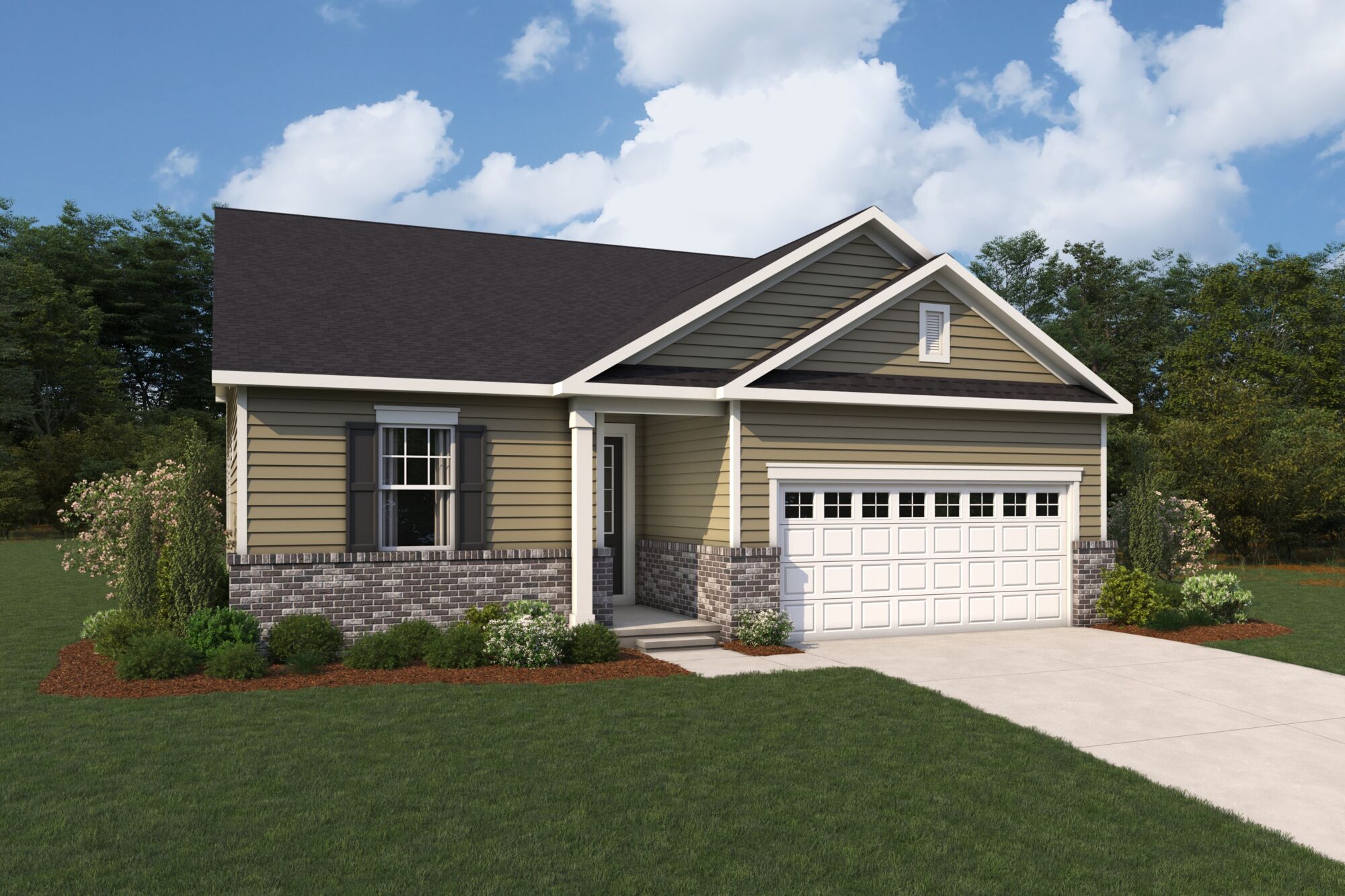  Elevation Front with window, garage and door