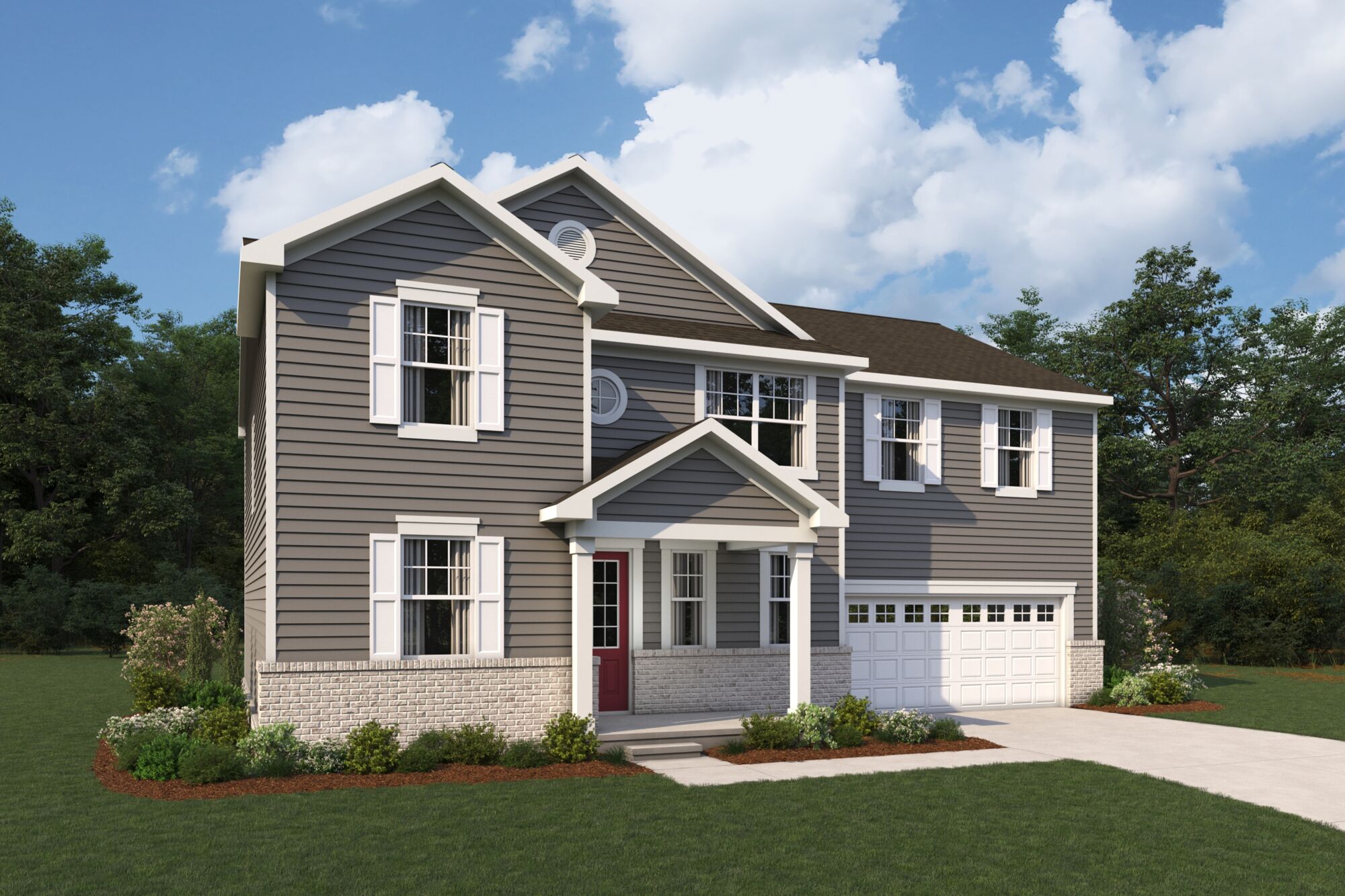  Elevation Front with window, garage, door, exterior clapboard and exterior brick