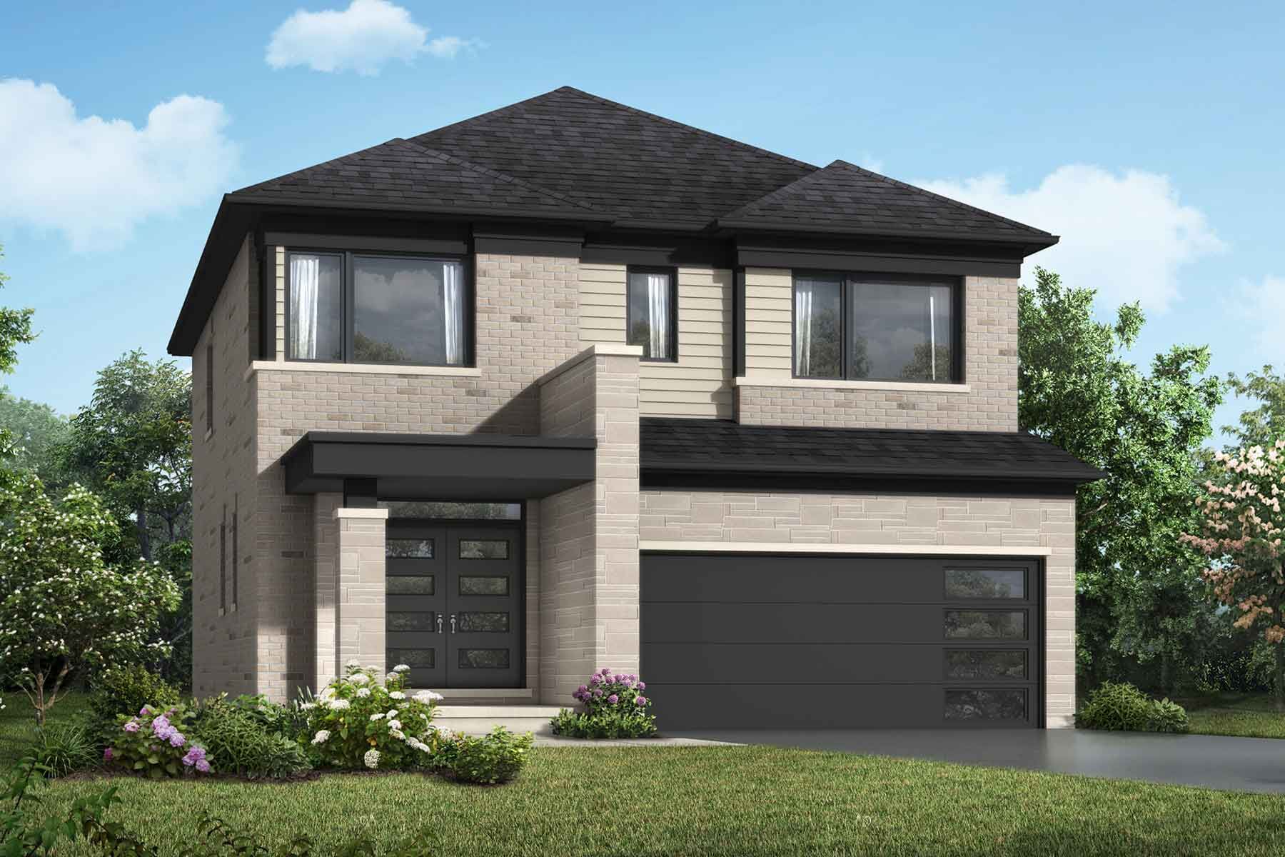  Elevation Front with garage, window and exterior stone