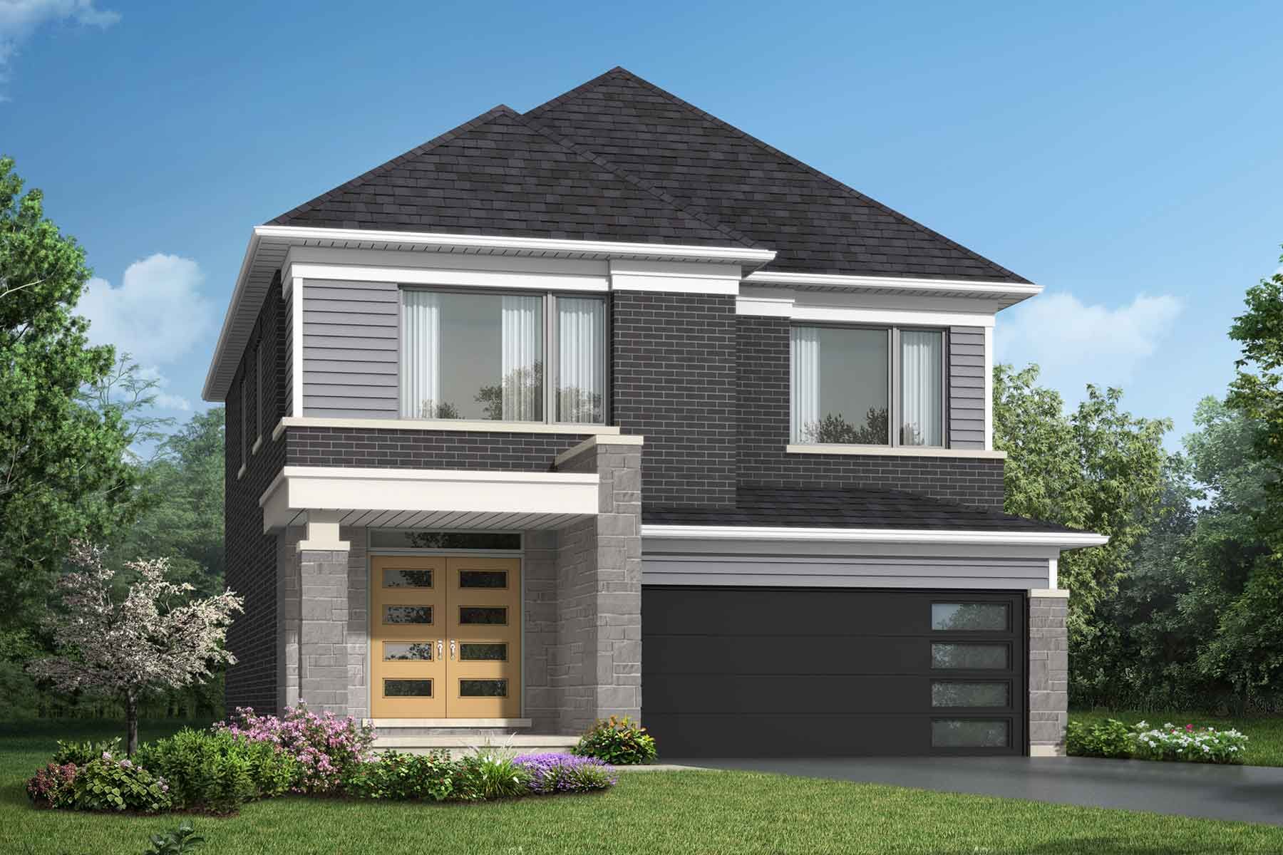 Elevation Front with window, garage and exterior stone