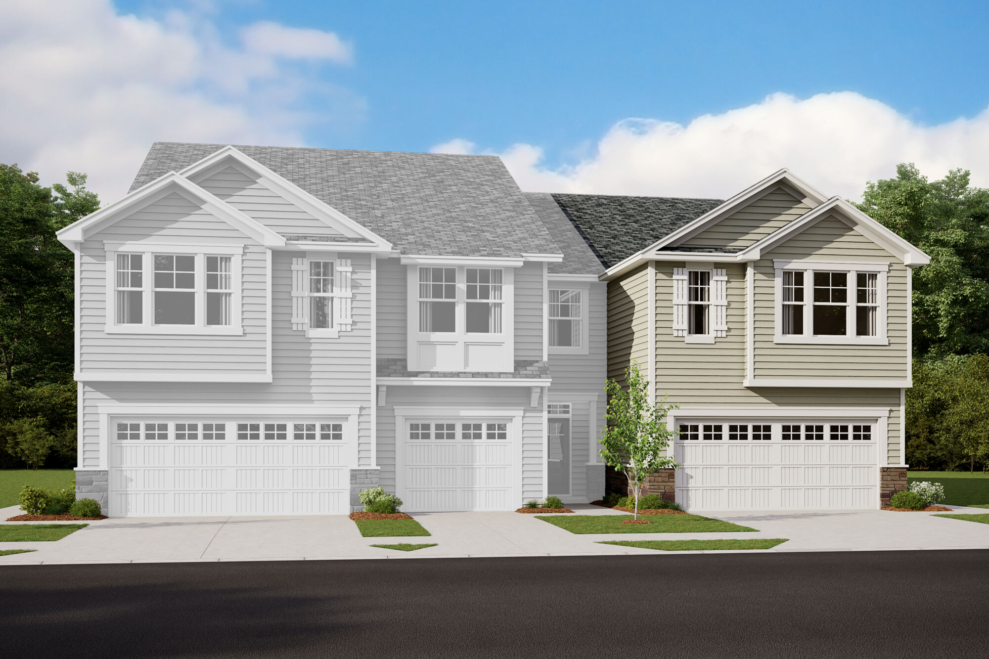  Town Homes with window and garage