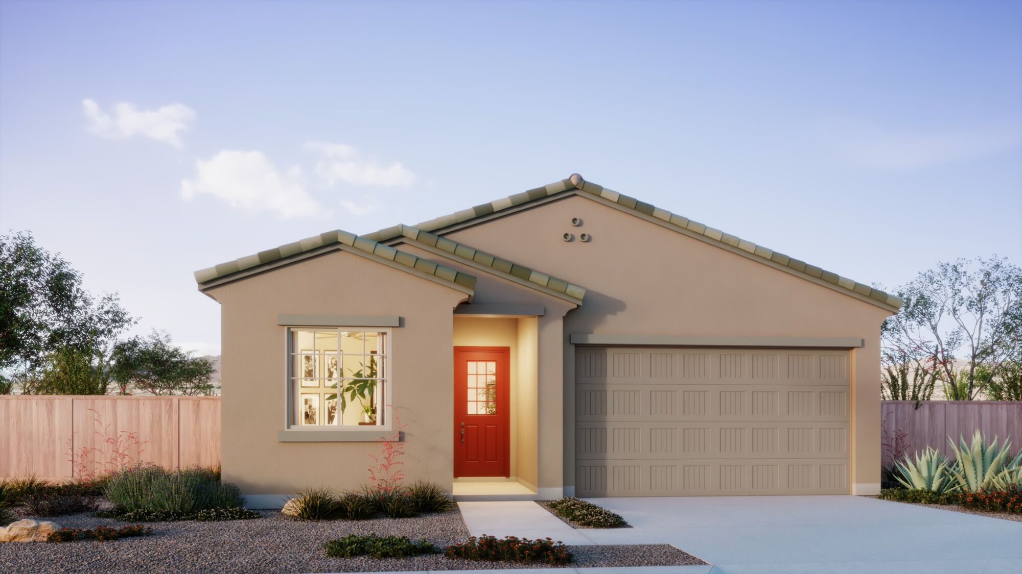  Elevation Front with garage, door and window