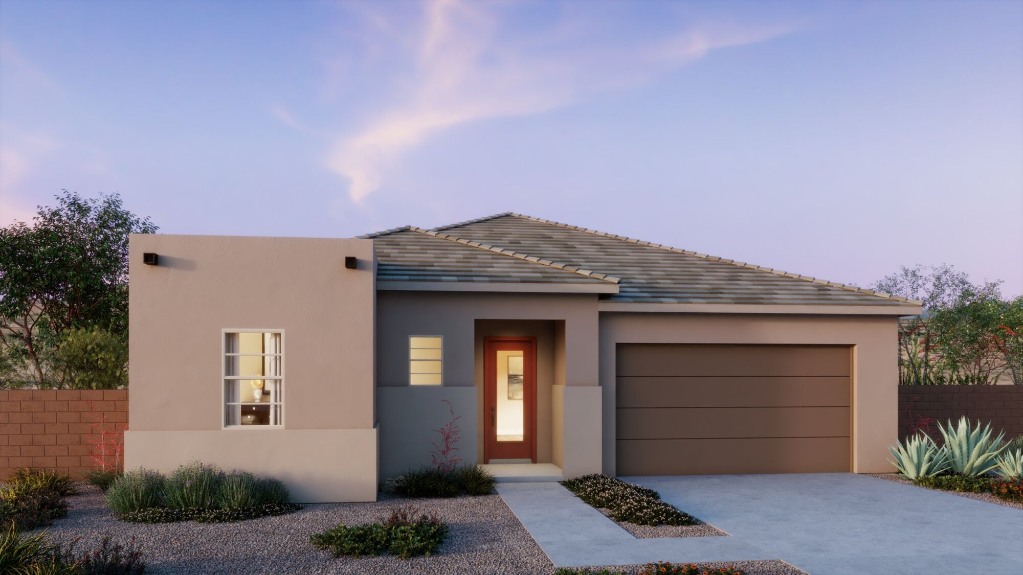 Front exterior with windows and garage