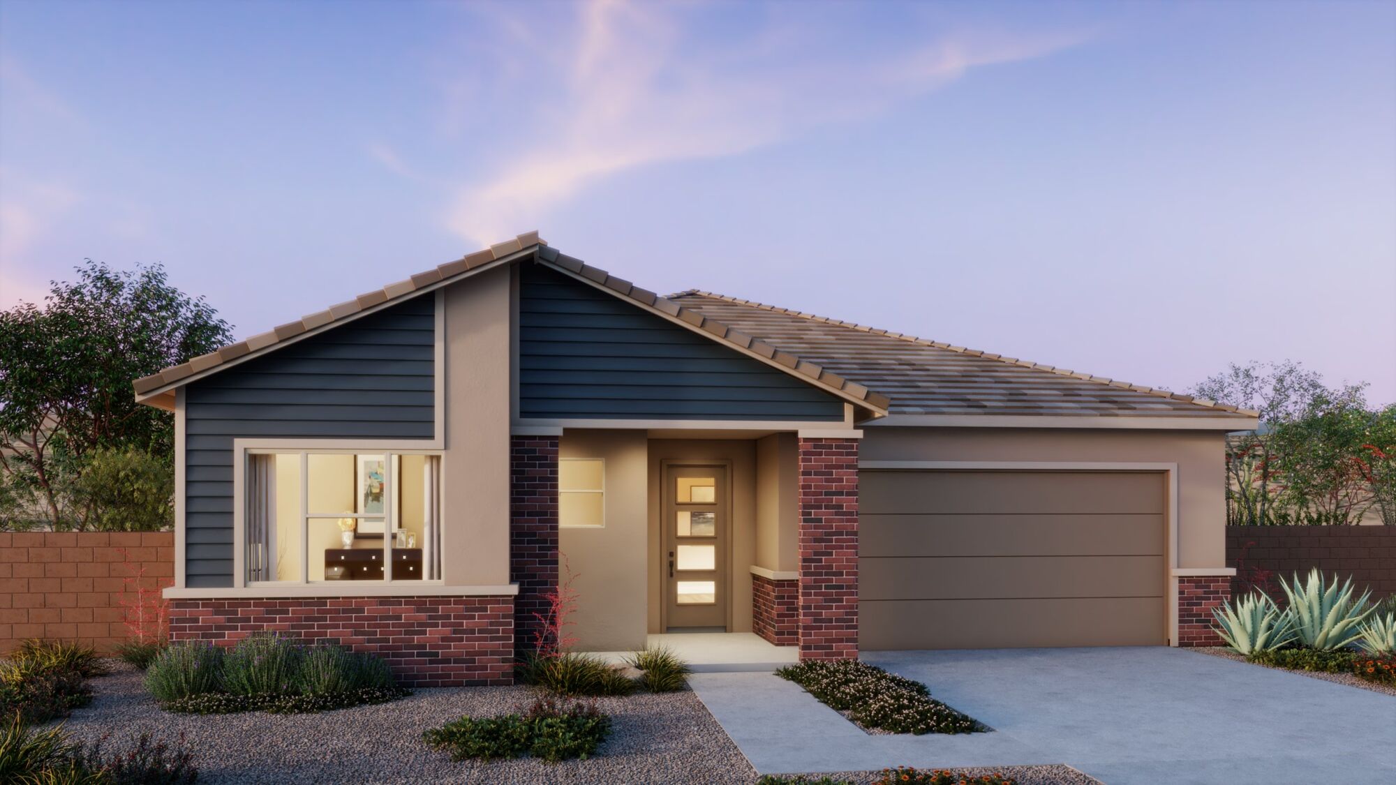  Elevation Front with garage, window and door