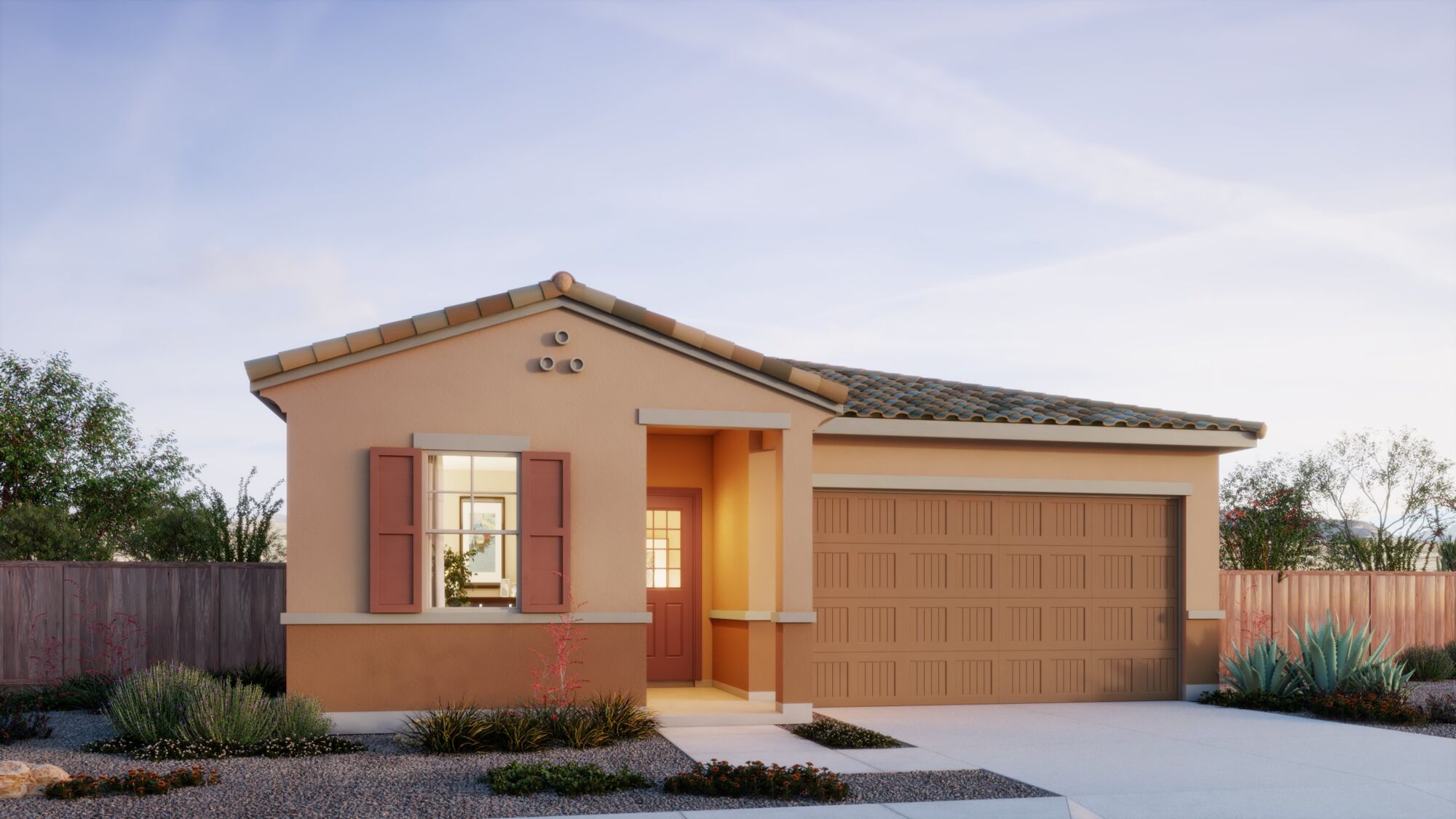  Elevation Front with window, garage and door