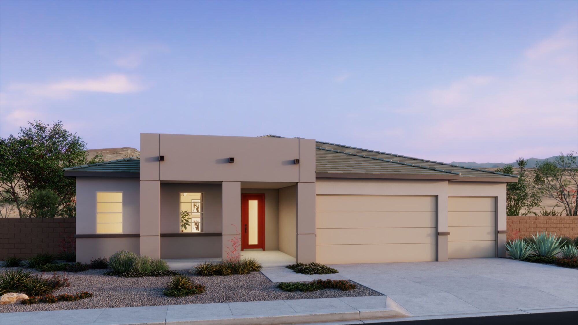  Elevation Front with window, garage and door