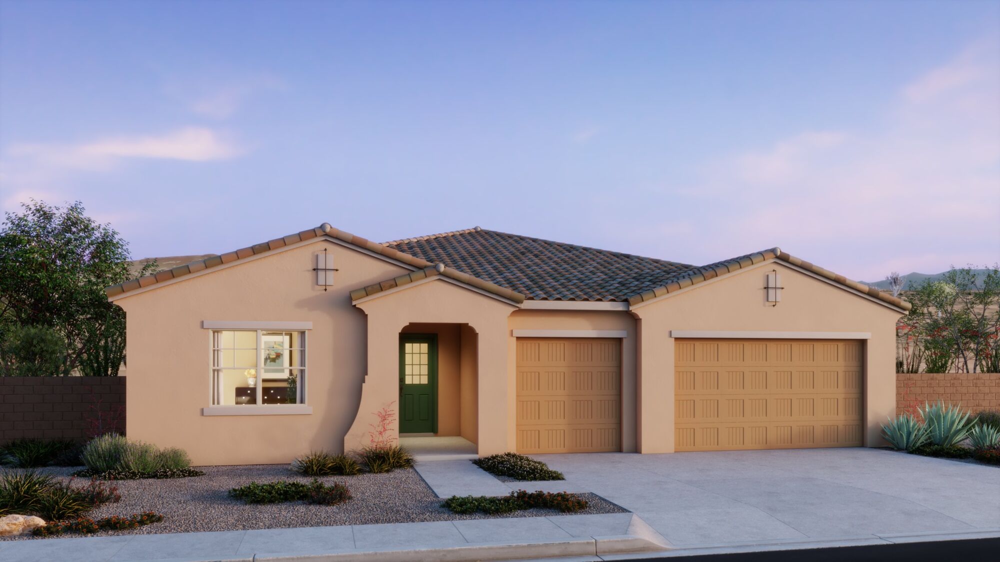 Elevation Front with garage, window and door