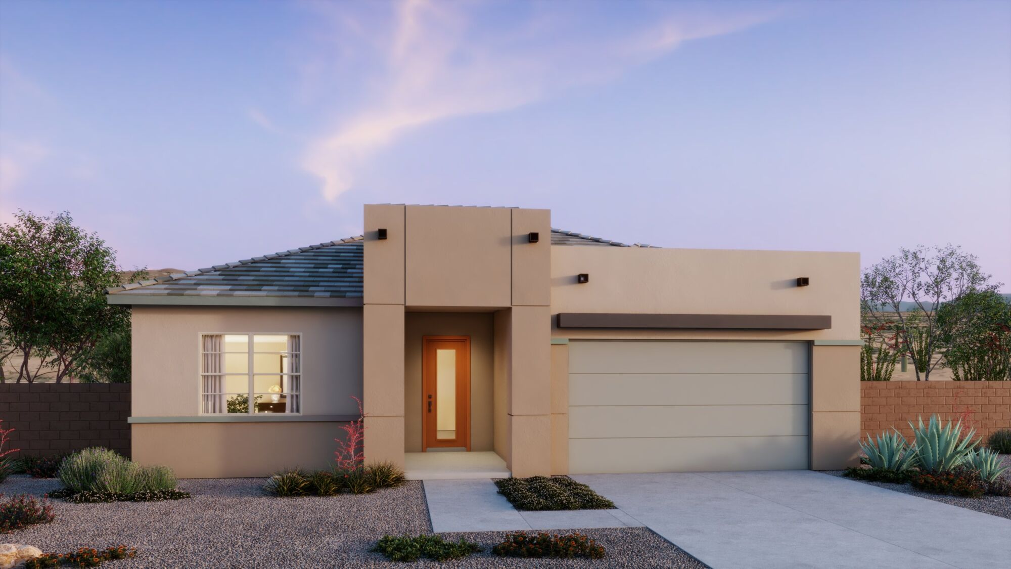  Elevation Front with window, garage and door