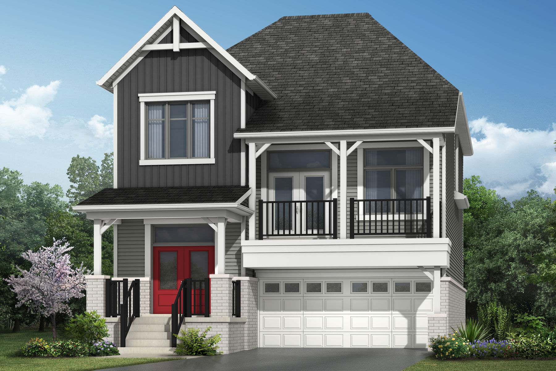  Elevation Front with door, garage and window