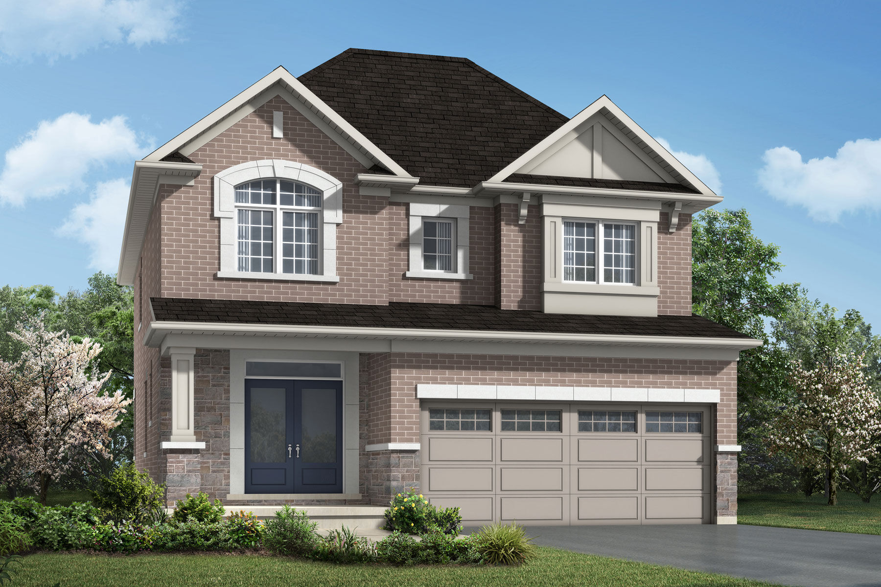  Elevation Front with garage, window and door