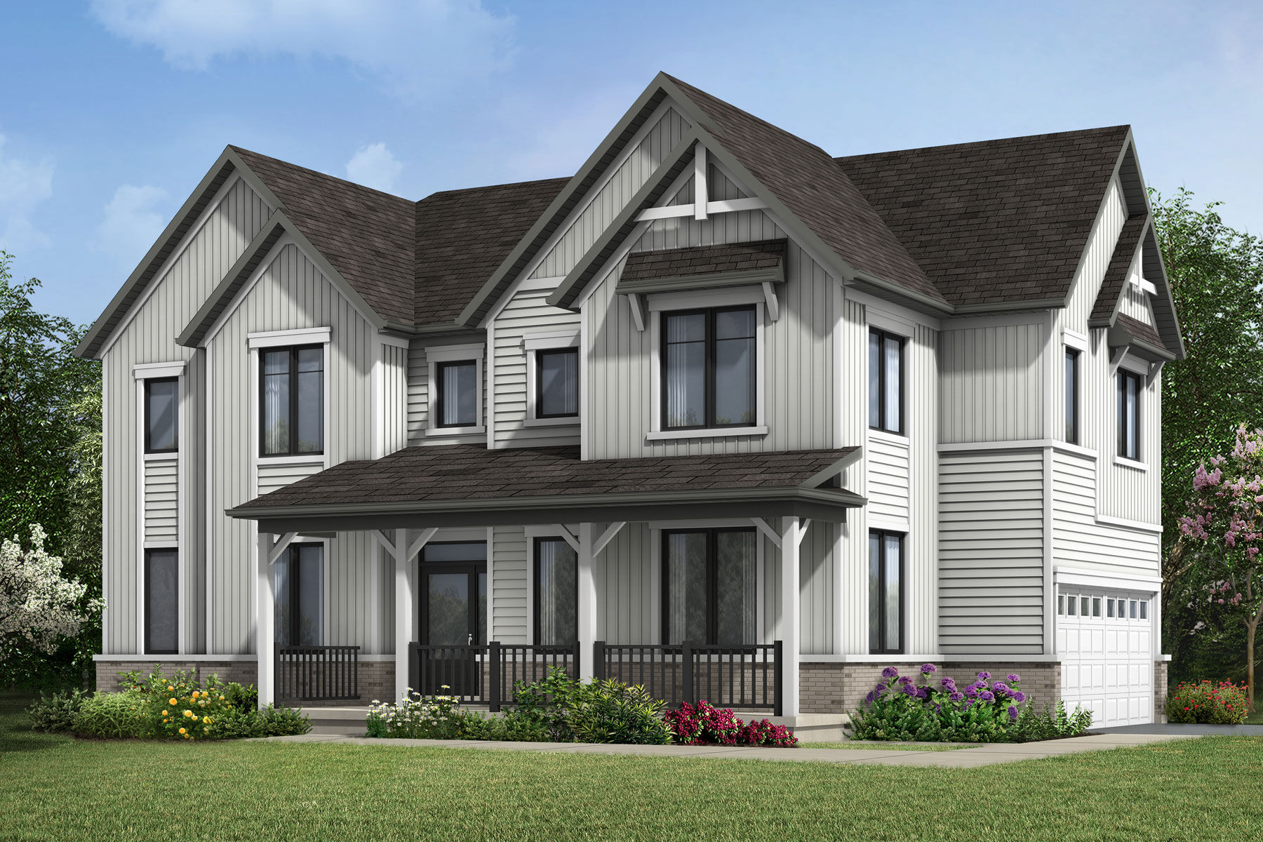  Elevation Front with window, garage and door
