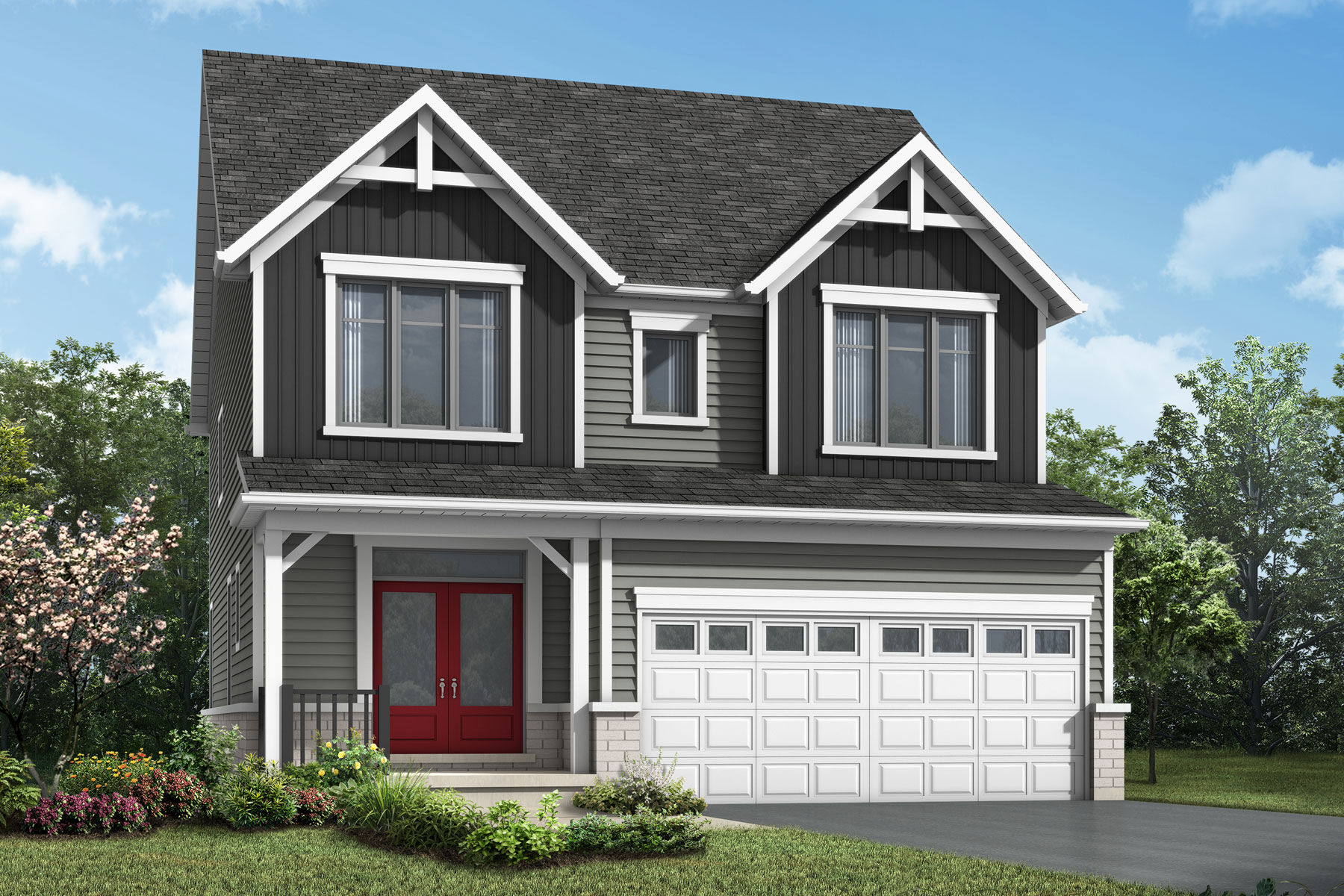  Elevation Front with door, garage and window