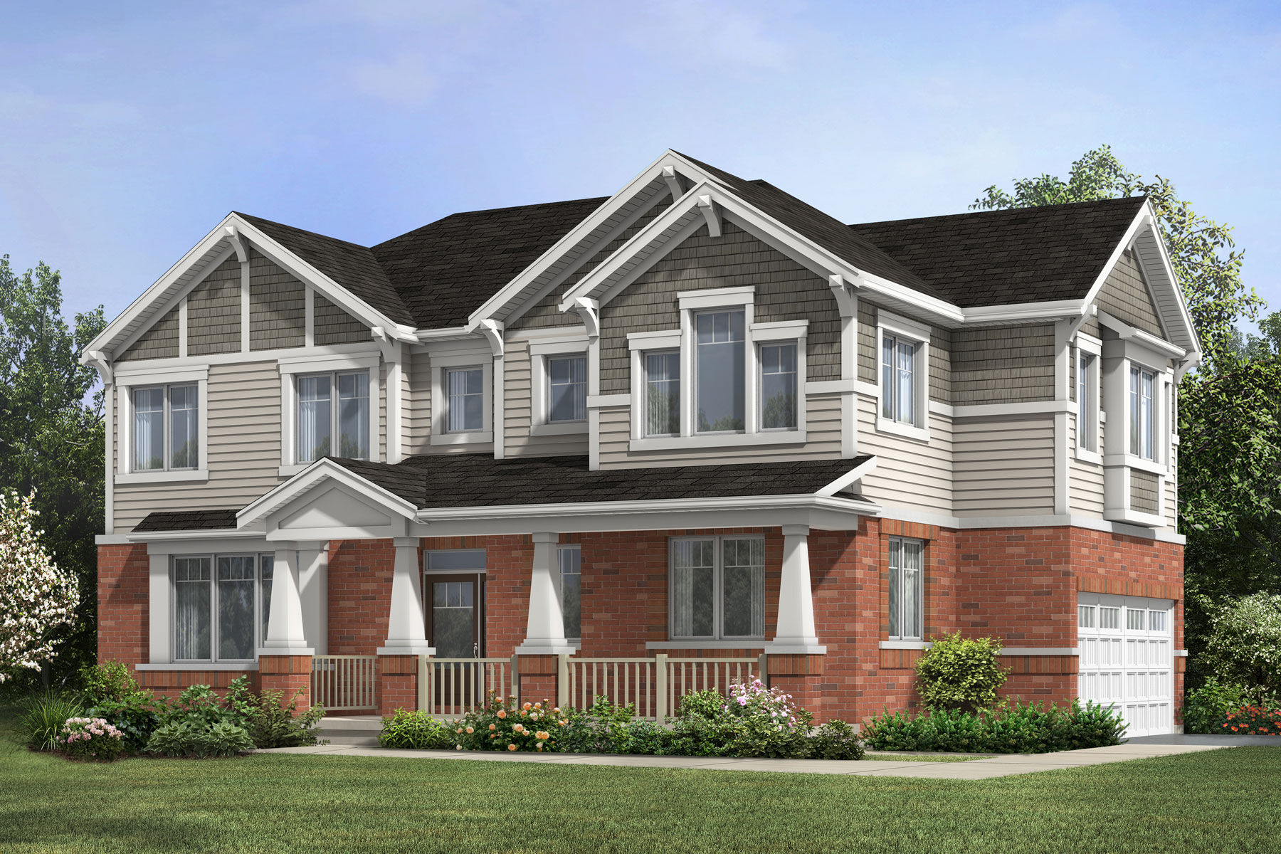  Town Homes with window, garage, door, exterior brick and exterior clapboard