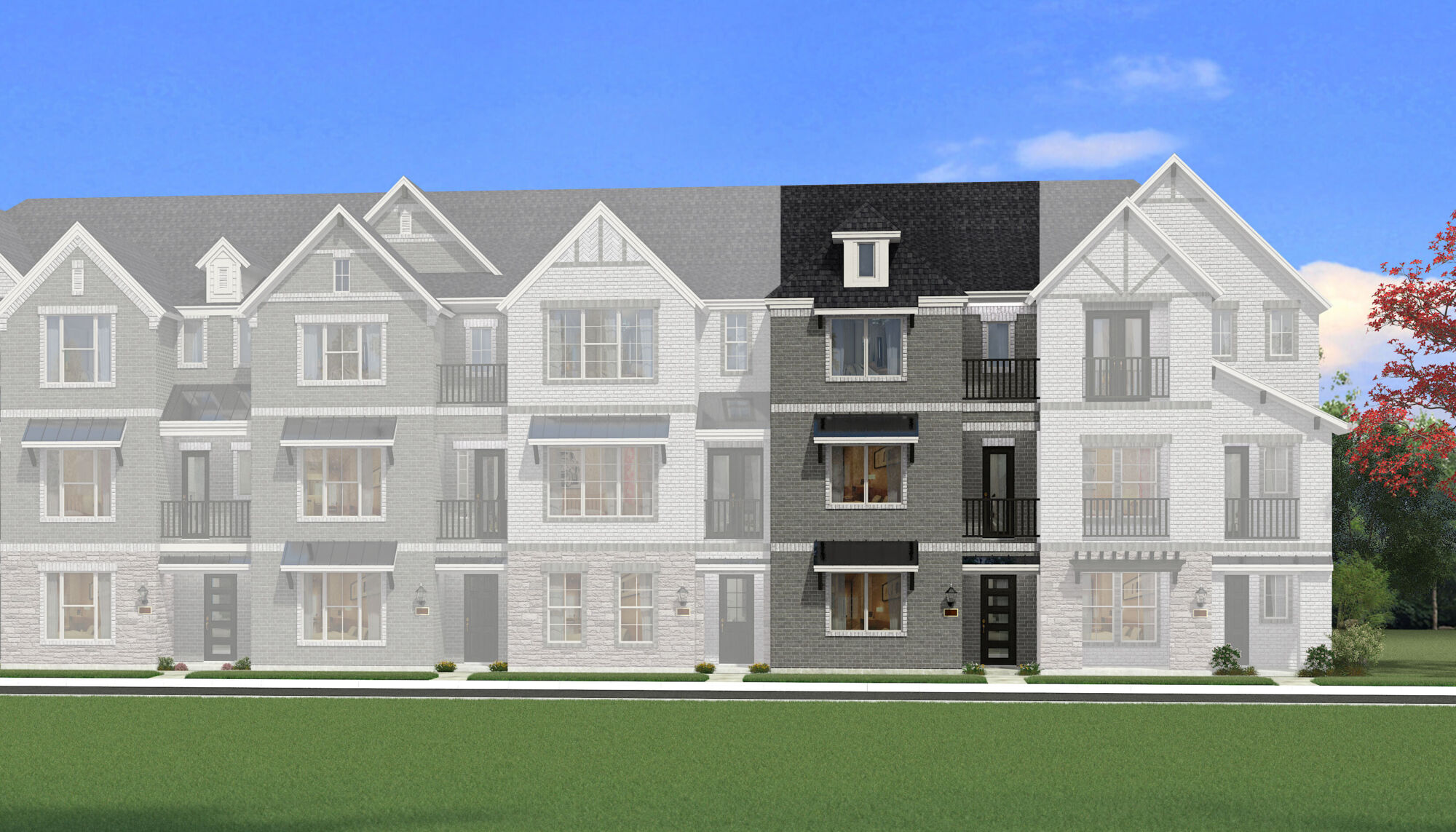 Town Homes with window, door, exterior stone and exterior brick