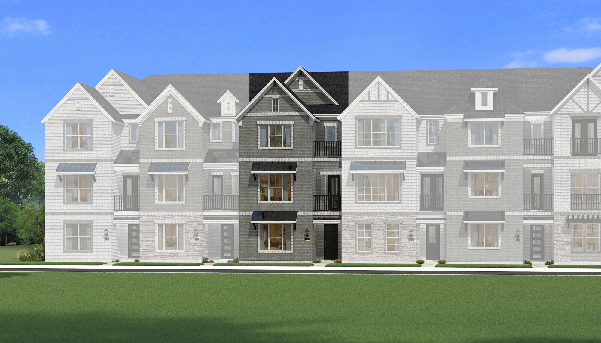 Town Homes with window, door, exterior stone and exterior brick