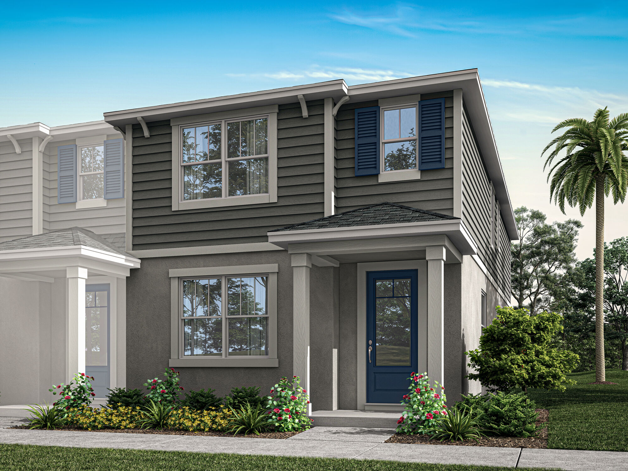  Elevation Front with window, door and exterior clapboard