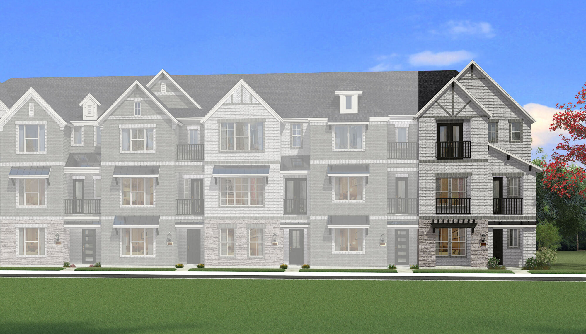 Town Homes with window, door, exterior stone and exterior brick