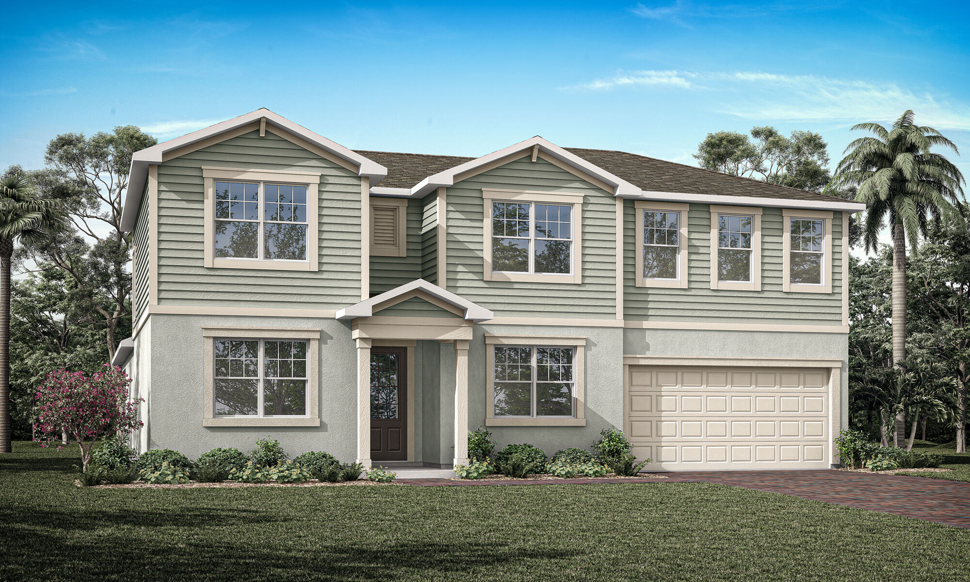  Elevation Front with window, garage and door