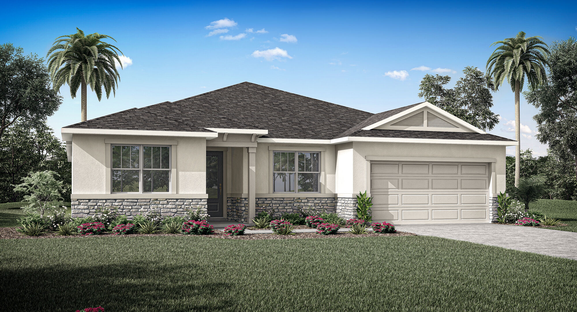  Elevation Front with garage, window and door