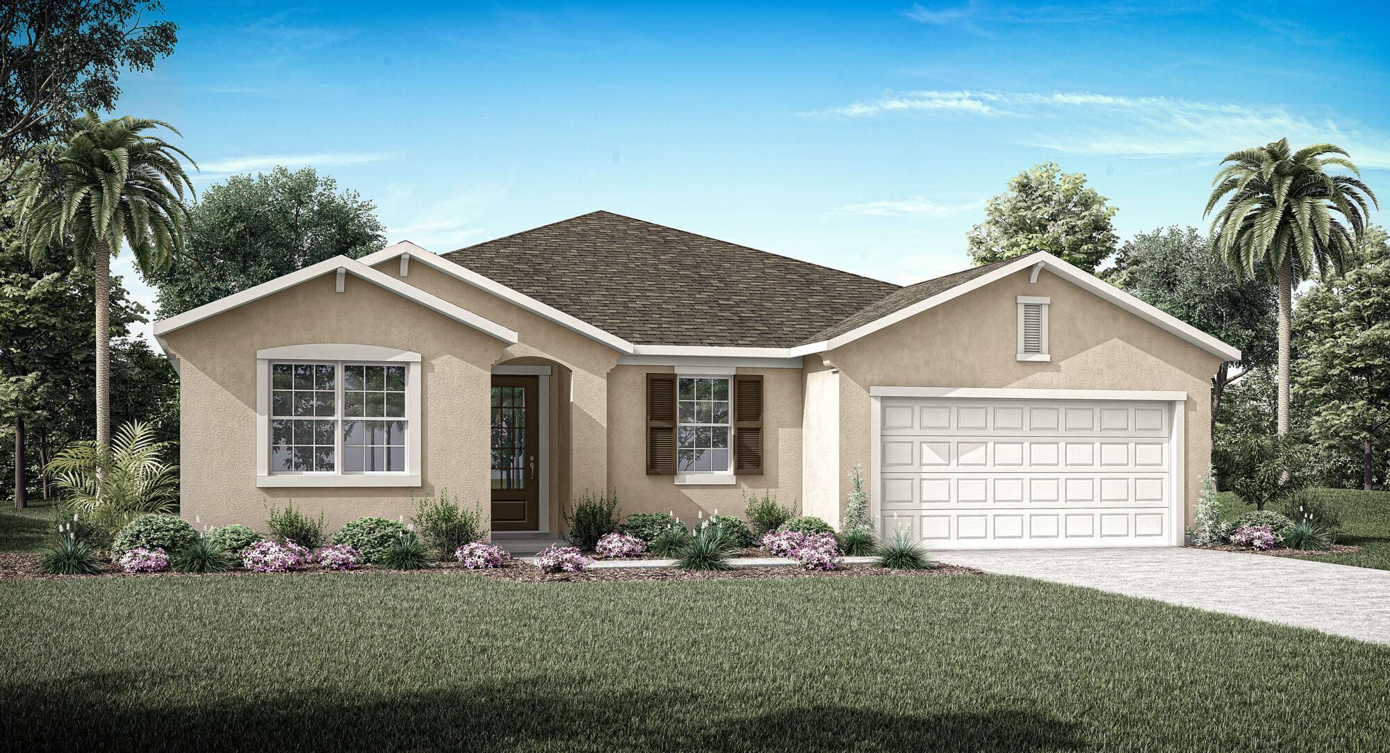  Elevation Front with window, garage and door