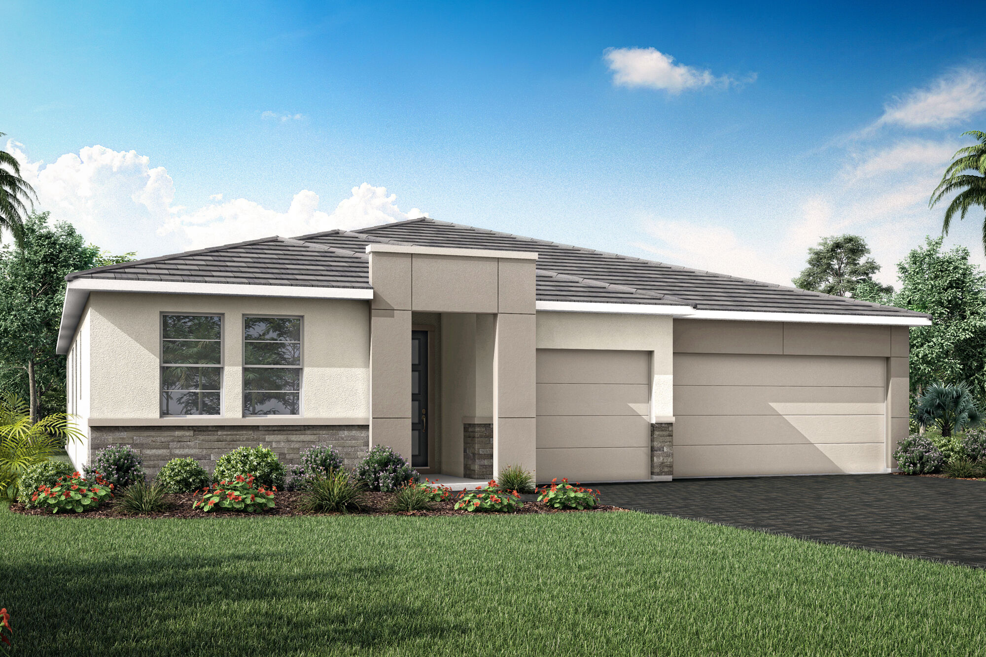 Elevation Front with garage, window and door