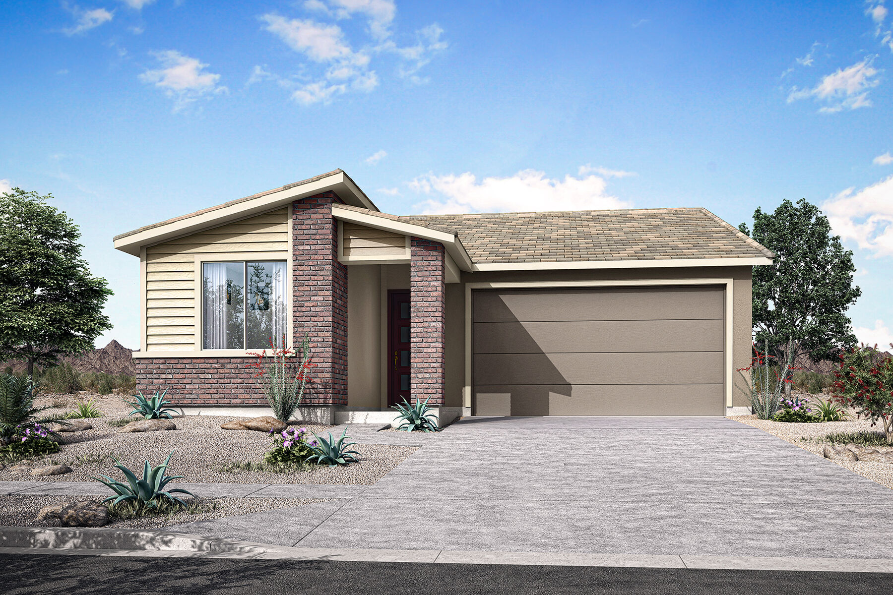 exterior rendering mid century modern