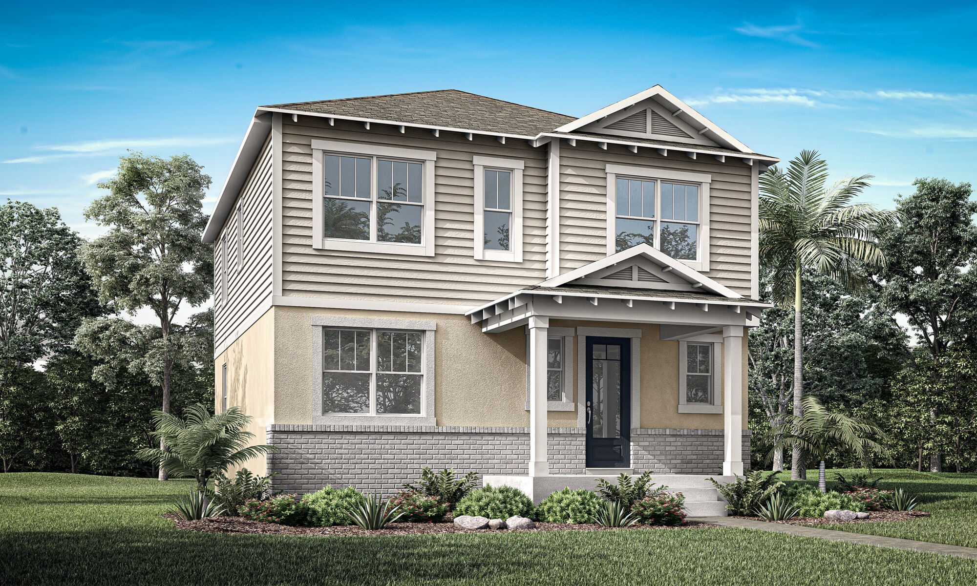  Elevation Front with window, door, exterior stone, exterior brick and exterior clapboard