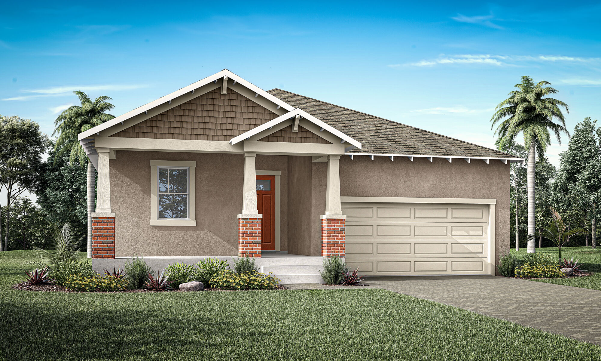  Elevation Front with garage, window and door
