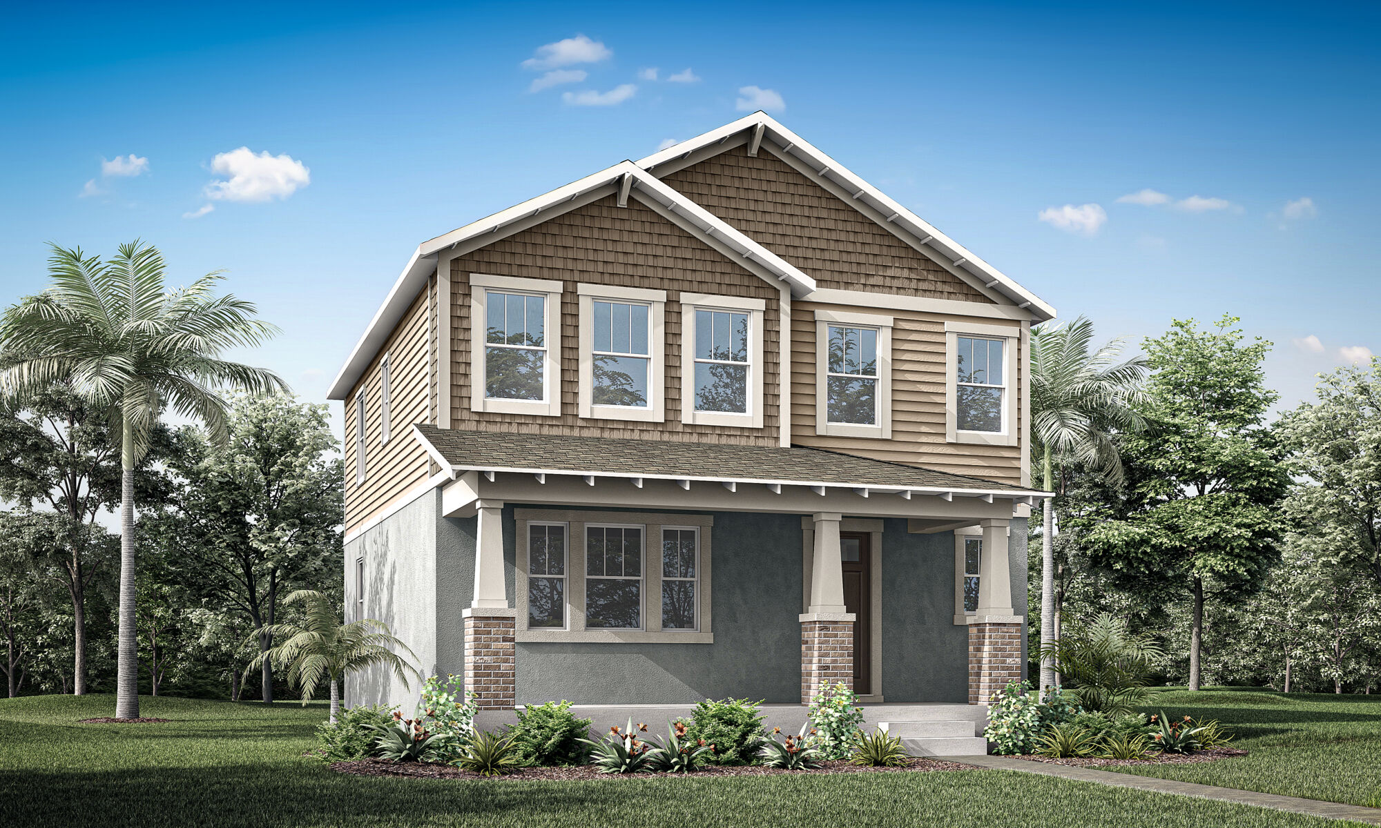  Elevation Front with window, door and exterior clapboard