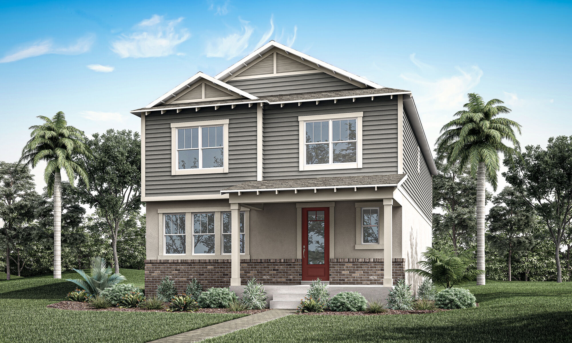  Elevation Front with window, door, exterior brick and exterior clapboard