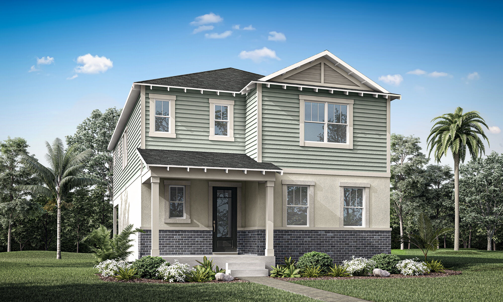  Elevation Front with window, door, exterior brick and exterior clapboard